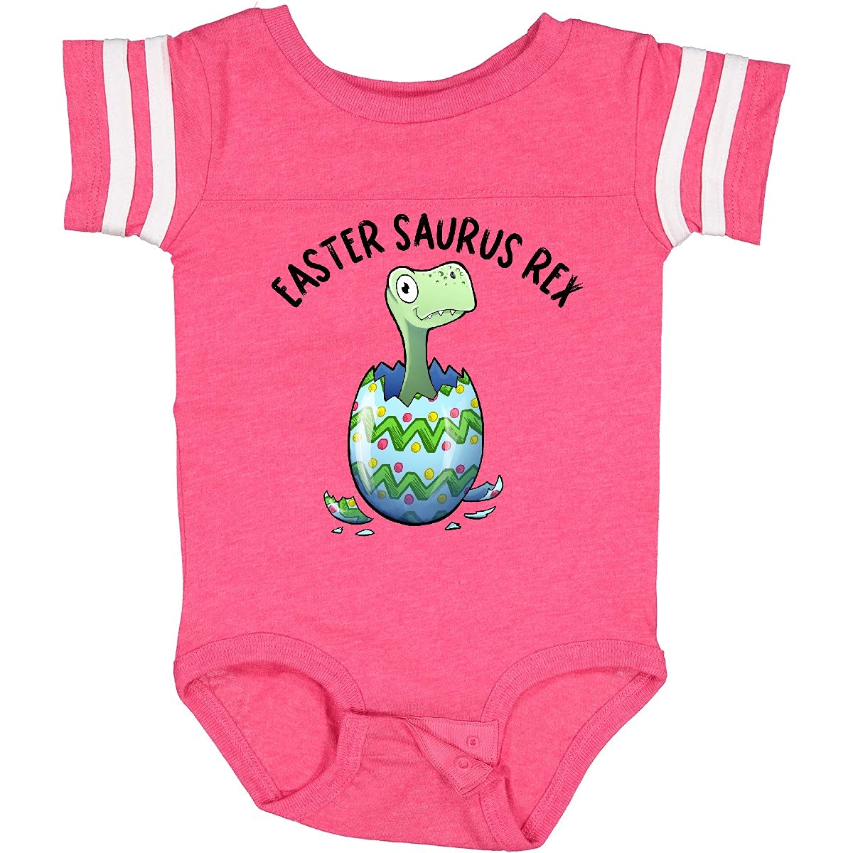Inktastic Easter Saurus Rex Dinosaur Hatching Easter Egg Baby Bodysuit - Cute Dino Themed Outfit for Easter Celebrations, Baby Showers & Holiday Photos