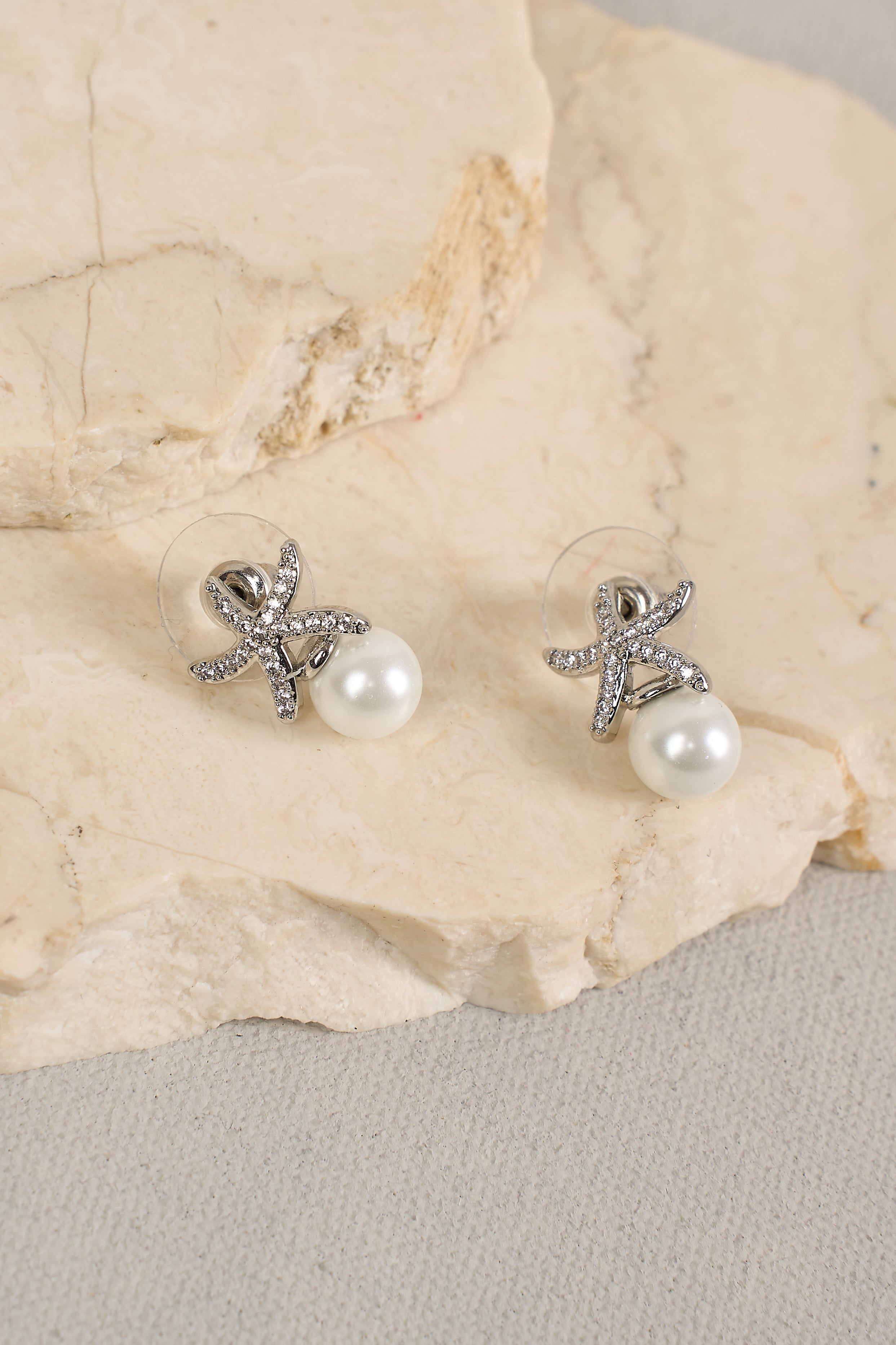 Starfish Pearl Stud Earrings for Women - 925 Sterling Silver Hypoallergenic Earrings - Perfect for Beach Wedding, Vacation & Summer Jewelry Gifts