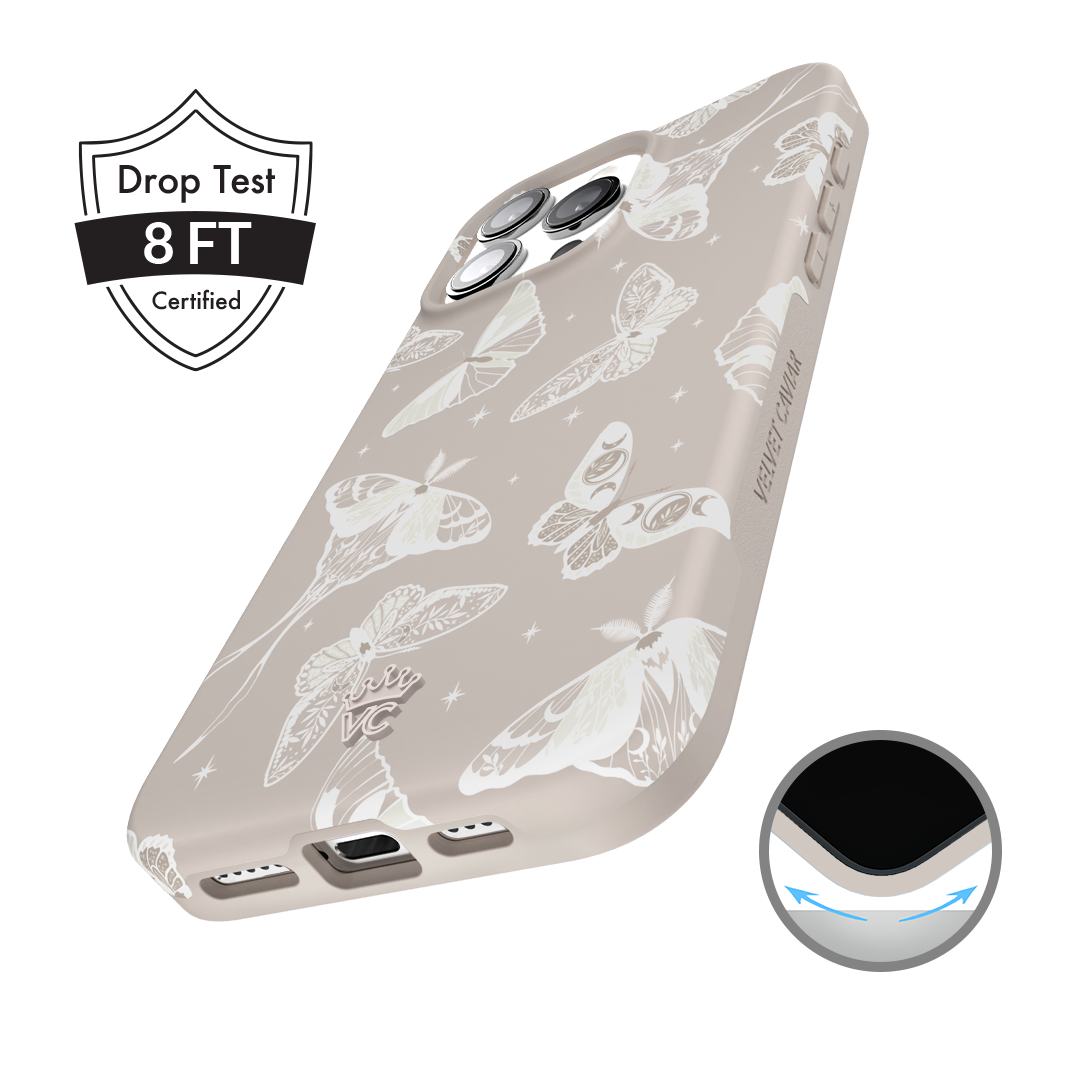 Moonlight Moths iPhone Case - Premium Protective Phone Cover for iPhone 13/14/15 Pro Max - Cute Moth Design - Shockproof & Scratch Resistant - Perfect for Outdoor Adventures, Travel & Daily Use