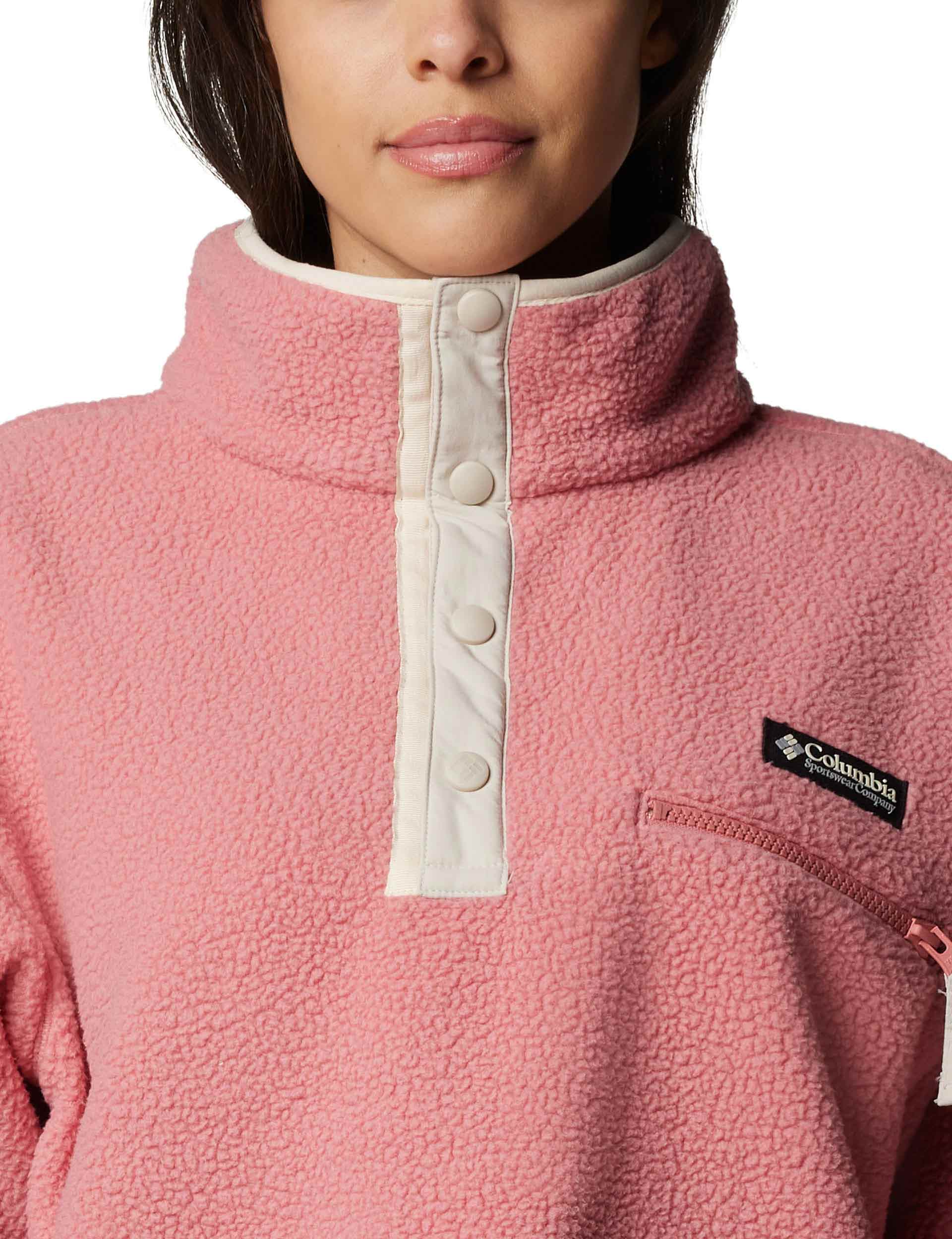 Helvetia II Cropped Sherpa Half Snap Fleece Jacket - Pink Agave | Women's Cozy Winter Outerwear for Casual Wear & Outdoor Activities