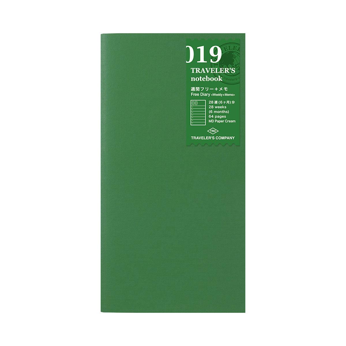 Traveler's Notebook TN R019 Weekly Free + Memo Refill - Perfect for Journaling, Planning & Note-Taking - Ideal for Travelers, Students & Professionals