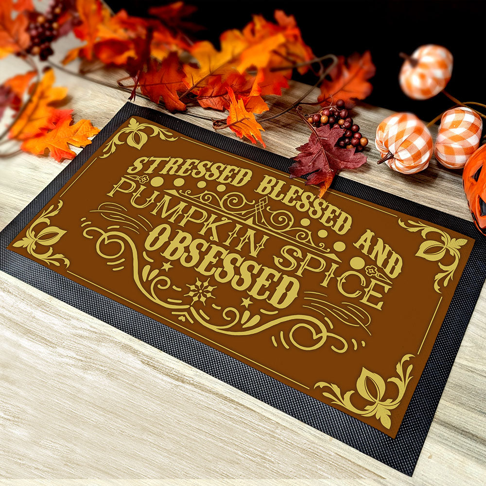 Bar Service Mat - Non-Slip Pumpkin Spice Themed 17.25