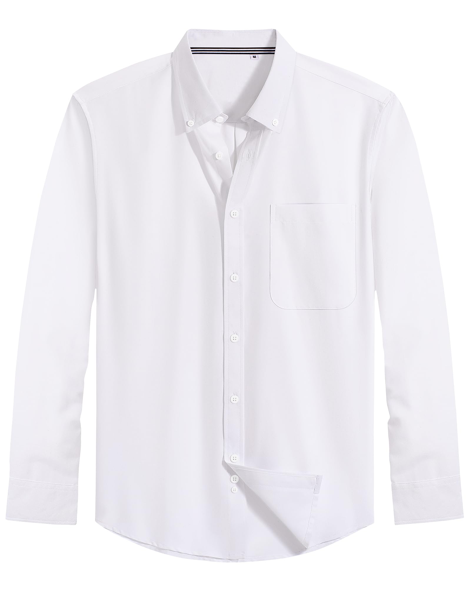 J.VER Men's Classic Oxford Shirt - Solid Color Casual Button Down Collar Long Sleeve Dress Shirt with Chest Pocket | Office Wear, Business Casual & Smart Outfits