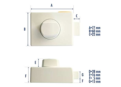 HEOSafe Additional Lock - Secure White Door Lock for Home, Office & Apartment - Perfect for Enhanced Safety & Privacy