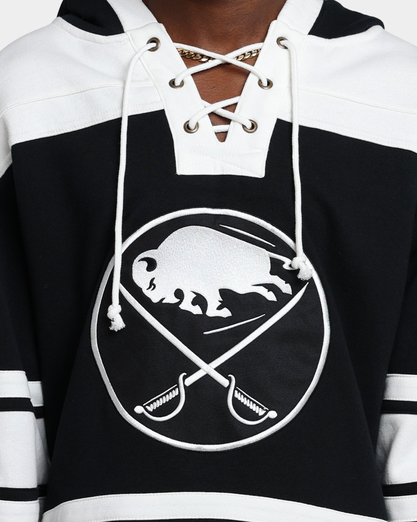 47 Brand Buffalo Sabres Superior Lacer Hoodie - Men's NHL Team Zip-Up Sweatshirt (Jet Black) for Game Day & Casual Wear