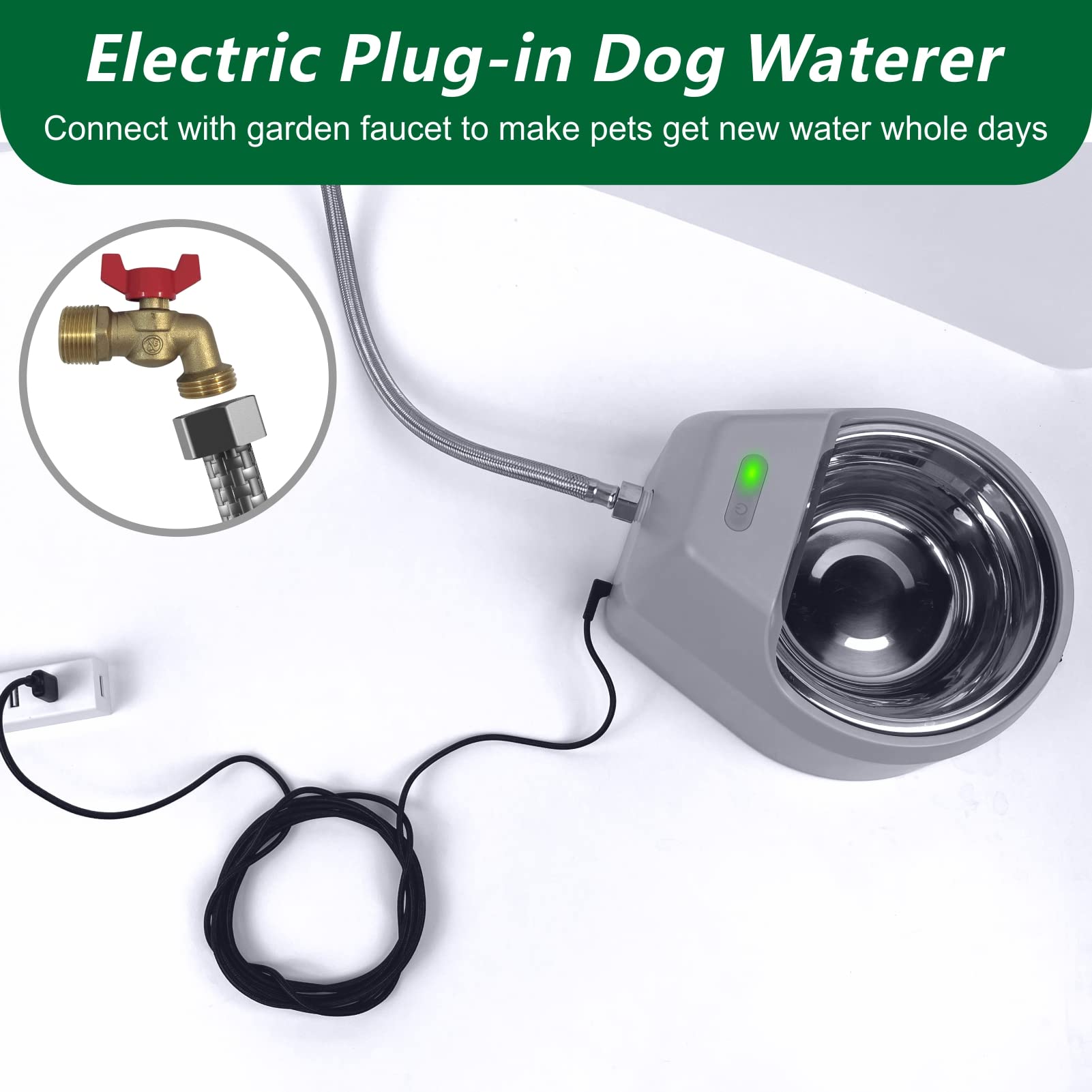 Automatic Dog Water Bowl Dispenser - Self-Filling Pet Fountain with Garden Hose & Faucet Connection for Indoor/Outdoor Use - Perfect for Backyards, Patios & Dog Kennels