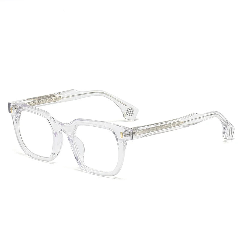 Black Unisex Square Acetate Eyeglasses - Full Rim Thick Frame for Men & Women - Perfect for Reading, Work, and Fashion Accessories | Model 63475