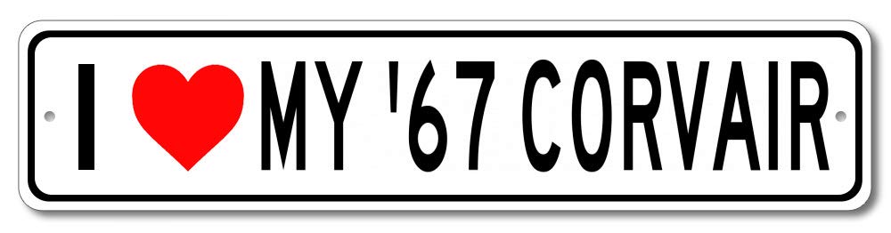 1967 Chevy Corvair 'I Love My Car' Vintage Aluminum Sign - 4x18 Inch Retro Garage Wall Art, Man Cave Decor - Perfect for Classic Car Enthusiasts & Automotive Themed Rooms