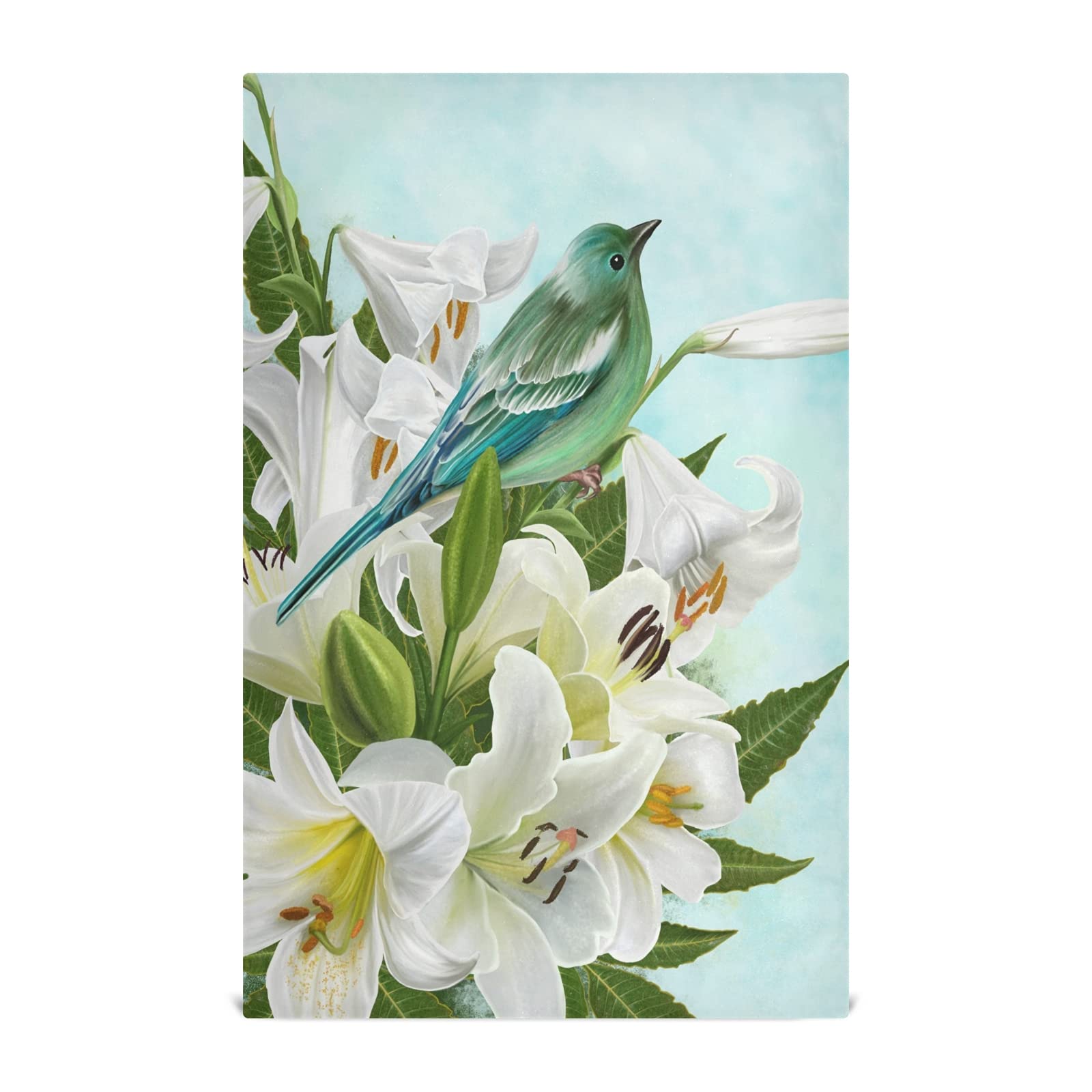 ALAZA Green Hummingbird White Lily Flower Decorative Kitchen Dish Towels Set of 4 - Soft, Absorbent 18x28 Inch Hand & Cleaning Towels for Dishes, Countertops - Perfect for Cooking, Baking & Home Decor