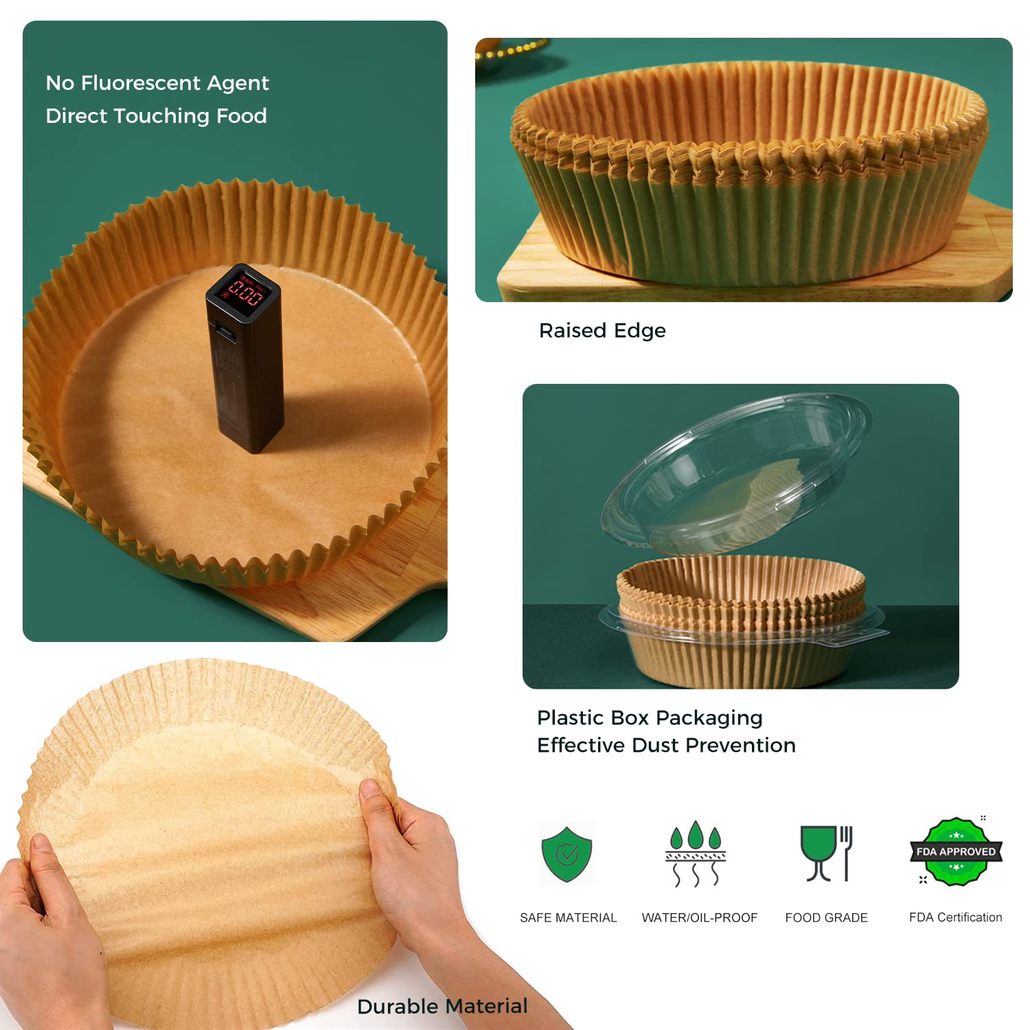 120PCS 6.3'' Unbleached Air Fryer Parchment Paper Liners - Disposable Baking Sheets for 3-5 Qt Air Fryer Baskets | Perfect for Healthy Cooking, Roasting Vegetables & Reheating Food