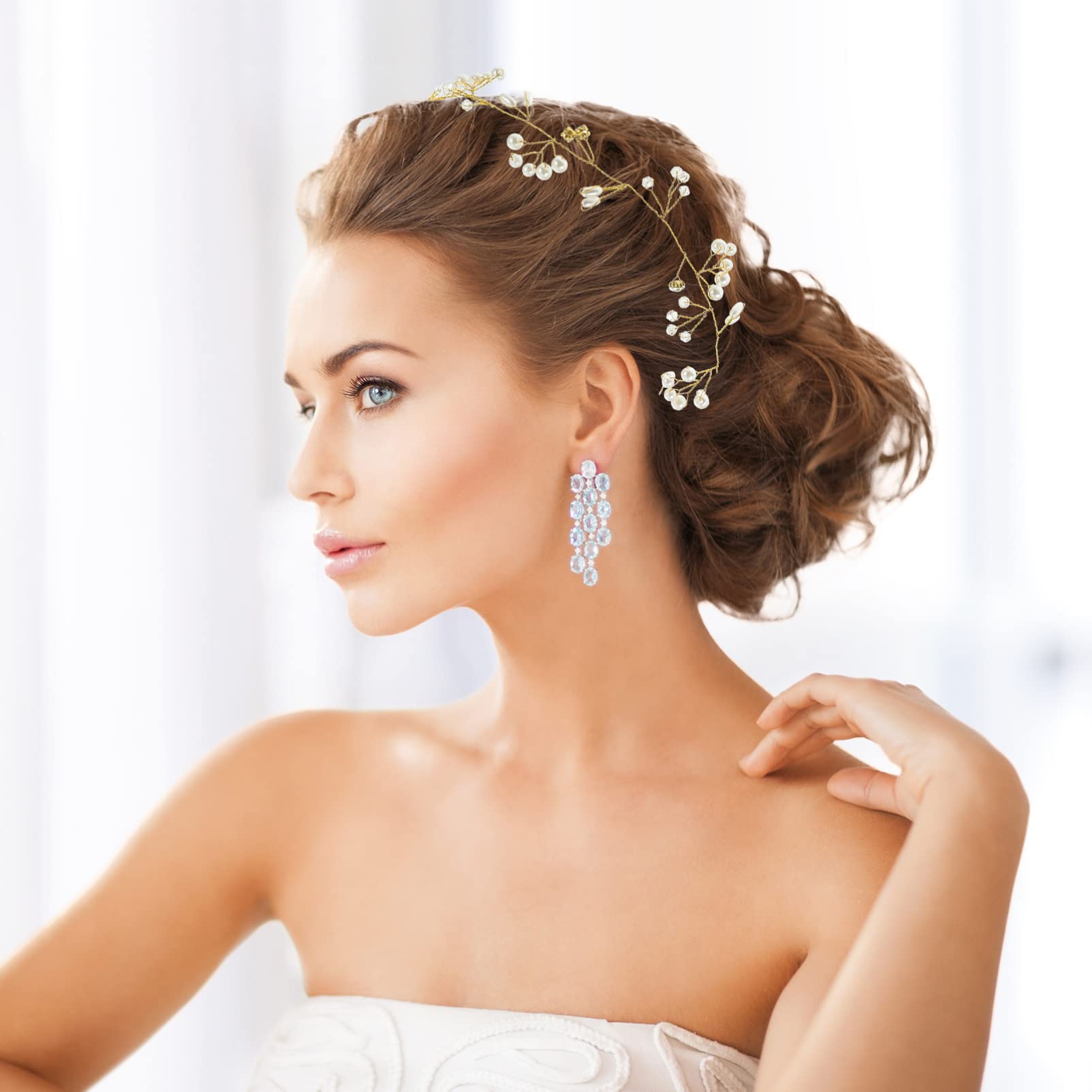 Lurrose Pearl Bridal Hair Vine – Elegant Wedding Hair Accessories for Brides, Bridesmaids & Prom | Headband Hair Jewelry for Weddings, Parties & Special Occasions