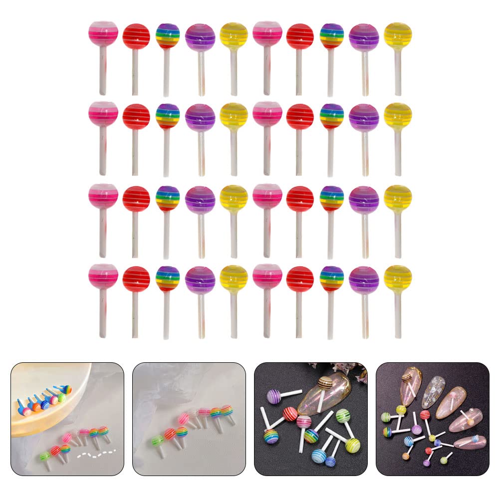 100Pcs Rainbow Lollipop Nail Art Decorations - DIY Nail Accessories Kit for Professional & Home Manicure - Perfect for Parties, Bridal, Salon & Nail Art Designs