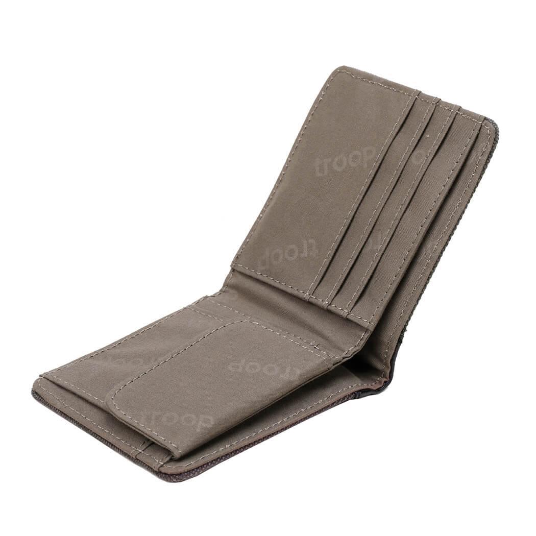 TRP0500 Troop London Men's Bi-Fold Canvas Wallet - Slim RFID Blocking Leather Card Holder for Everyday Use & Travel