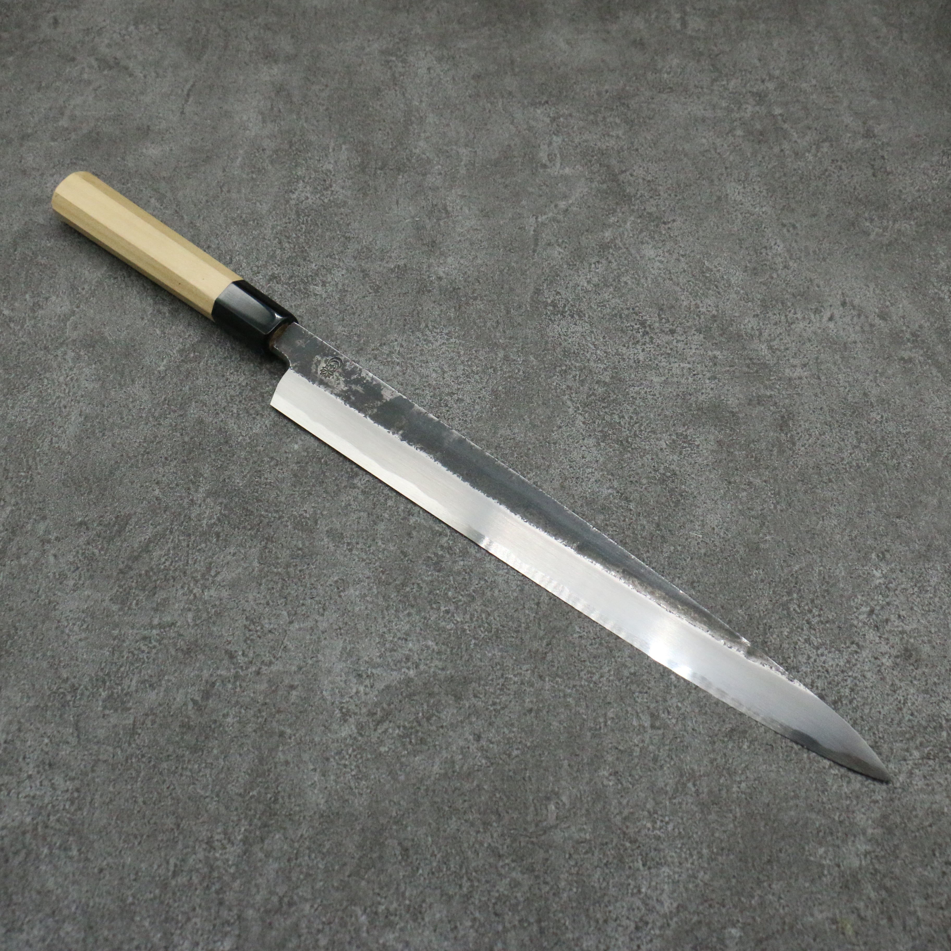 Premium Kikuzuki White Steel No.2 Yanagiba Sushi Knife 300mm - Japanese Kurouchi Finish with Magnolia Wood Handle - Perfect for Sushi Chefs & Japanese Cuisine Preparation