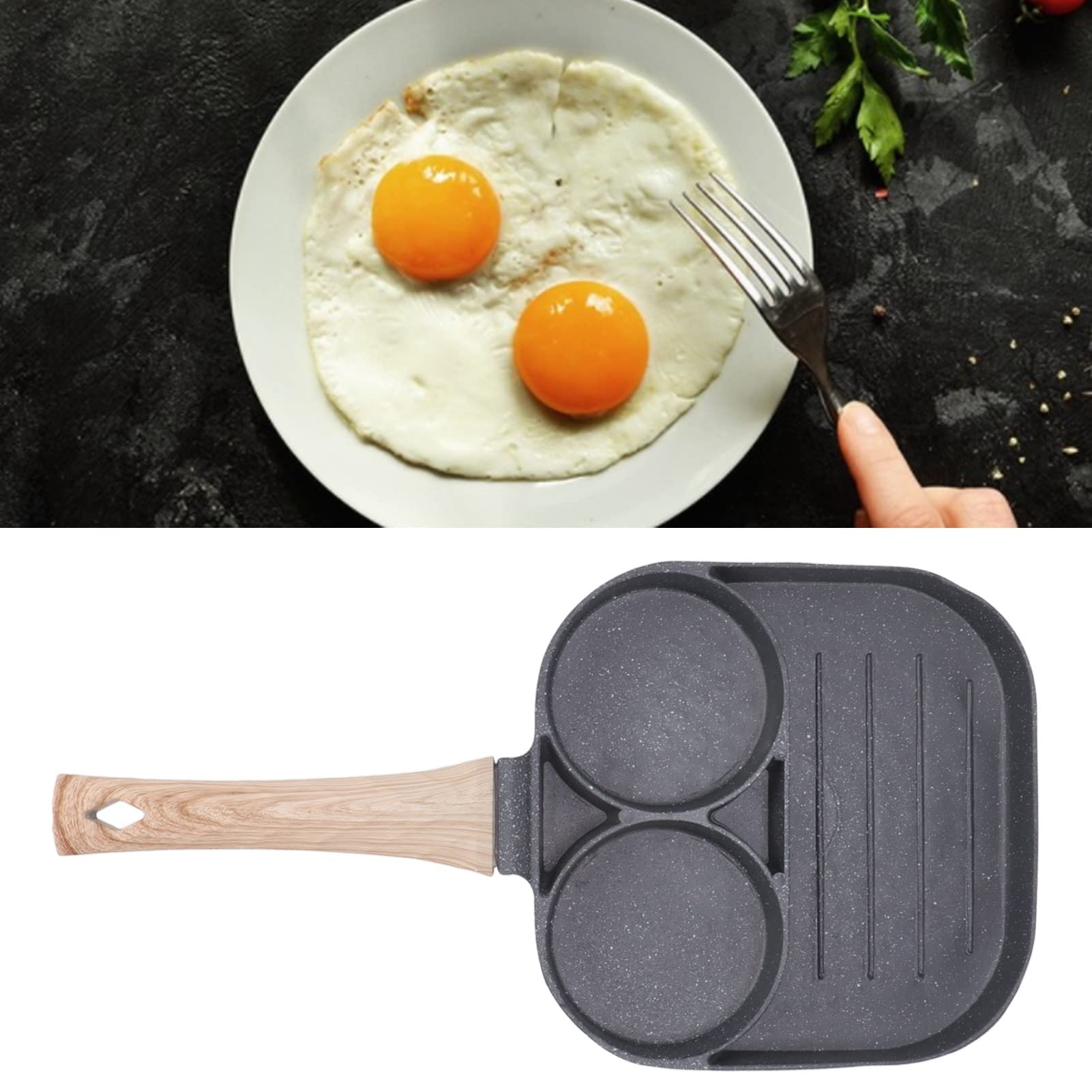 Nonstick Egg Frying Pan - 2 Cup Aluminum Omelette & Pancake Pan for Gas & Induction Stoves - Perfect for Breakfast Eggs, Sandwiches & Quick Meals