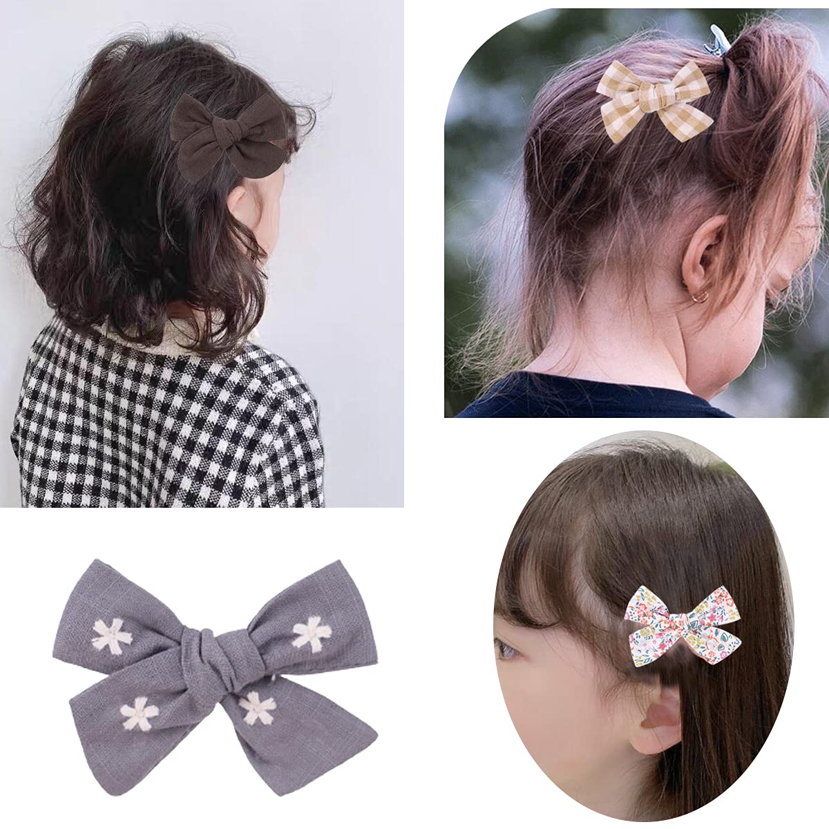 12 Pairs 3.4-3.7 Inch Baby Girl Hair Bows with Alligator Clips - Cute Hair Barrettes for Little Girls, Kids & Teens - Perfect for Parties, School, and Daily Outfits