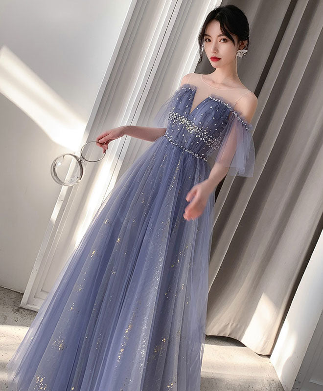 Elegant Royal Blue Tulle Lace Long Prom Dress for Women - Formal Evening Gown for Homecoming, Ball, Wedding Guest & Special Occasions
