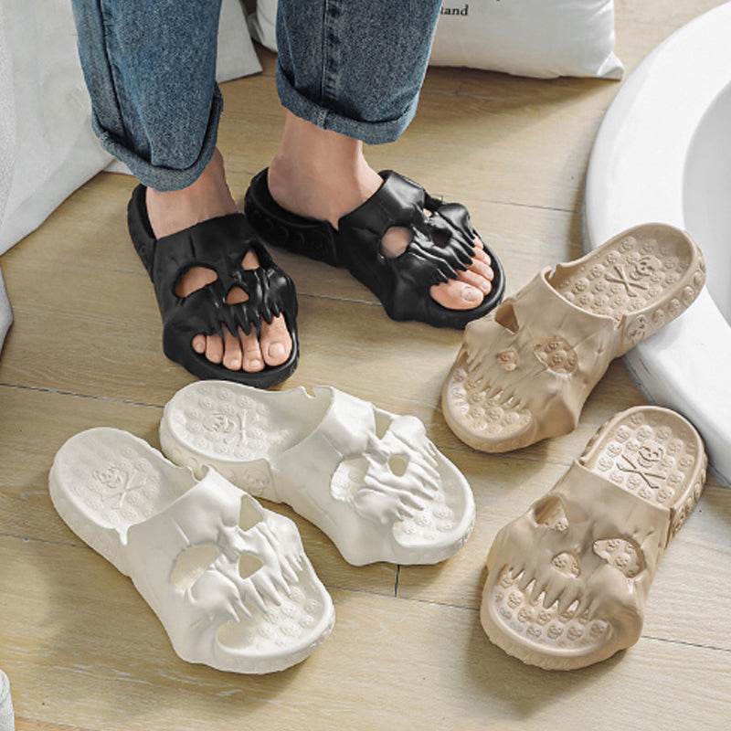 Spooky Halloween Skull Slides for Adults - Comfortable Gothic Slippers for Costume Parties, Haunted Houses & Halloween Decor