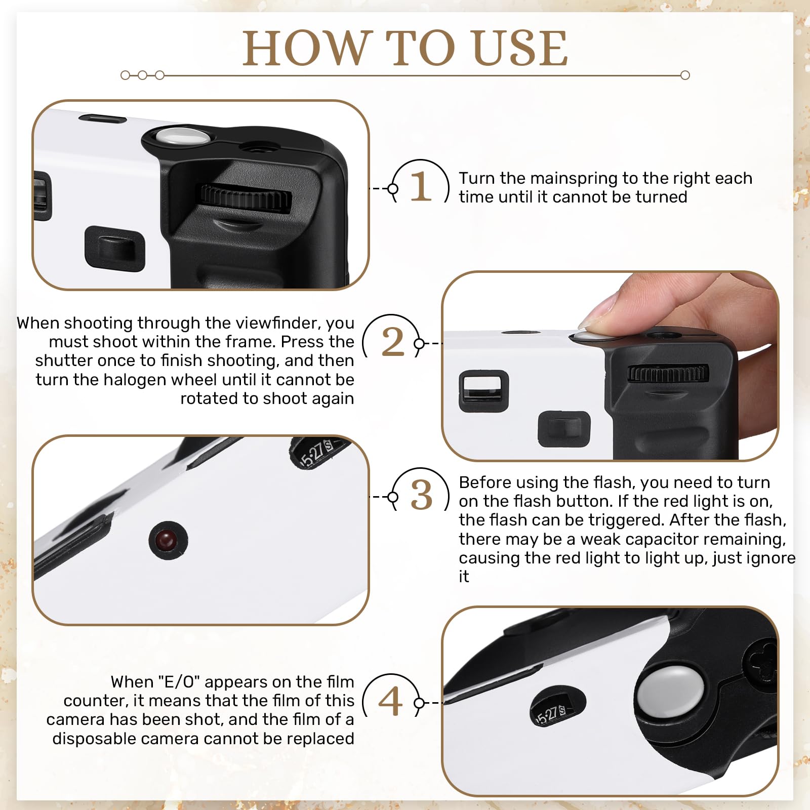 Treela 6-Pack Disposable 35mm Film Cameras with Flash - Wedding, Bachelorette Party, Birthday, Concert, Travel & Anniversary Favors - Perfect for Vacation Gifts & Event Souvenirs (White, Simple Design)