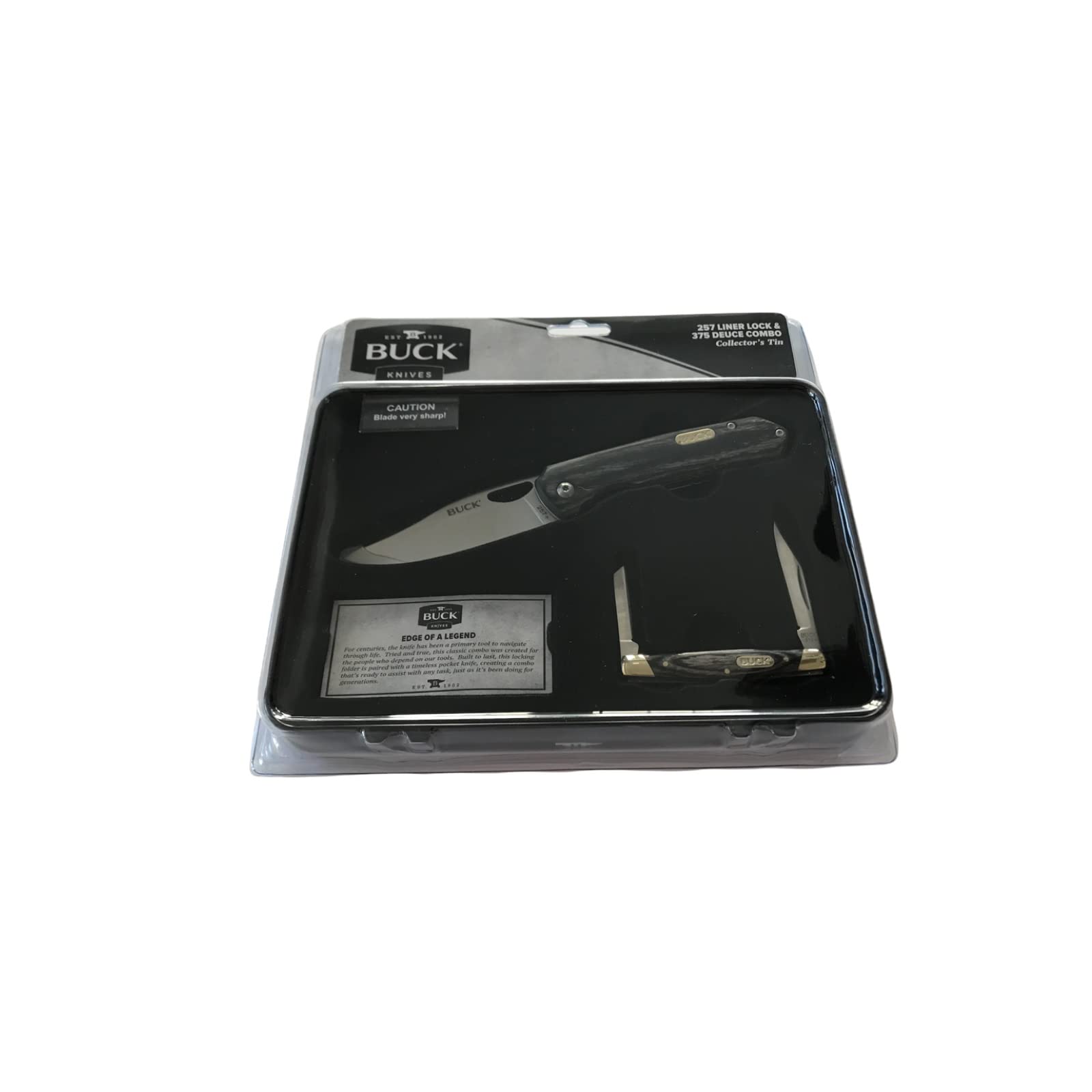 Buck Knives 2-Piece Pocket Knife Set - 257 Liner Lock & 375 Deuce Folding Knives with Pakkawood Handle | Hunting, Camping & Outdoor EDC Gear