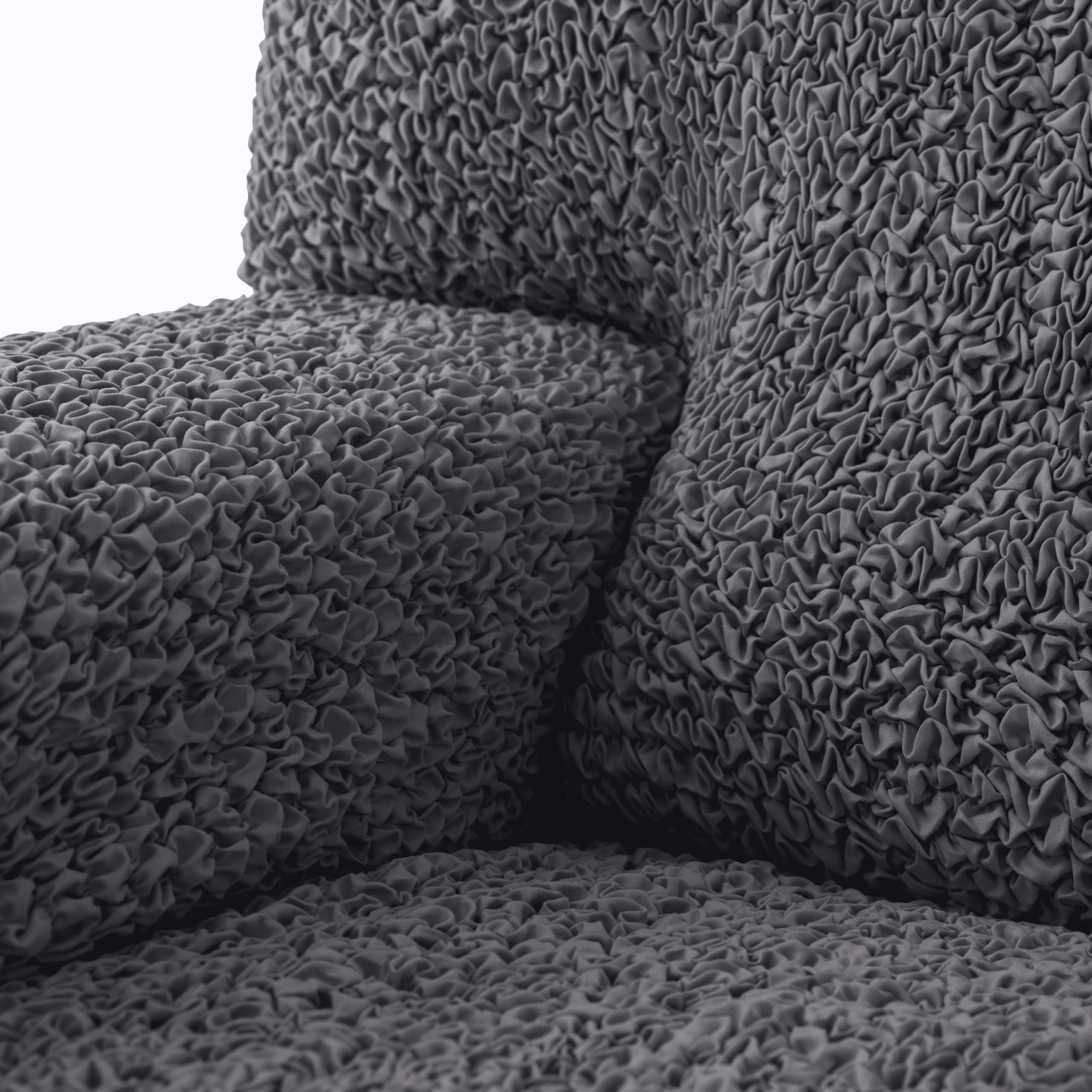 PAULATO BY GA.I.CO. Chaise Lounge Cover - Stretchable Microfiber Slipcover for Sofa & Chair - 1-Piece Form Fit Furniture Protector - Dark Grey - Perfect for Living Room, Patio & Outdoor Use