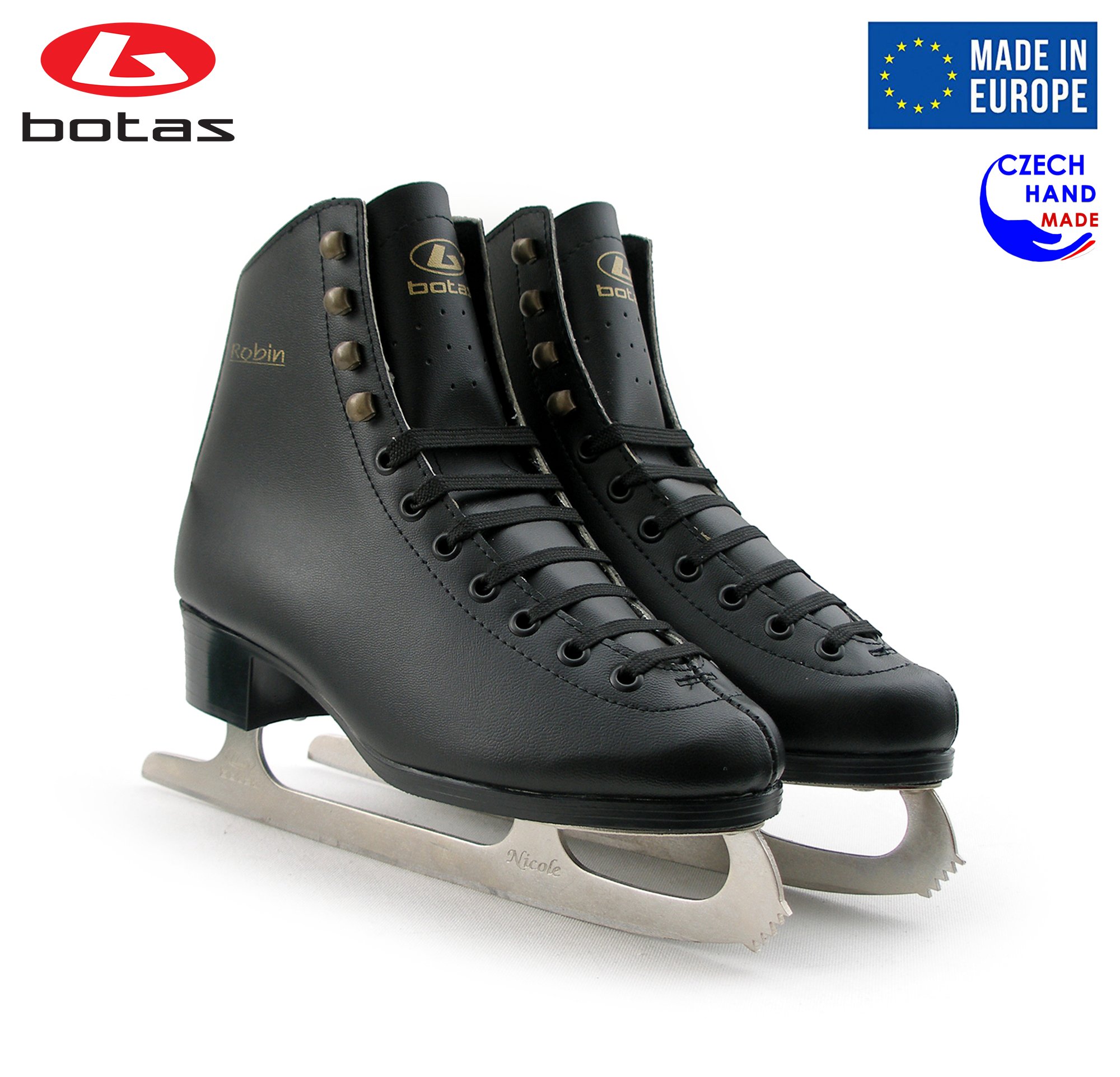 Men's & Boys' Black Figure Ice Skates - Robin Model | Premium European Made (Czech Republic) | Perfect for Competitive Skating & Winter Sports