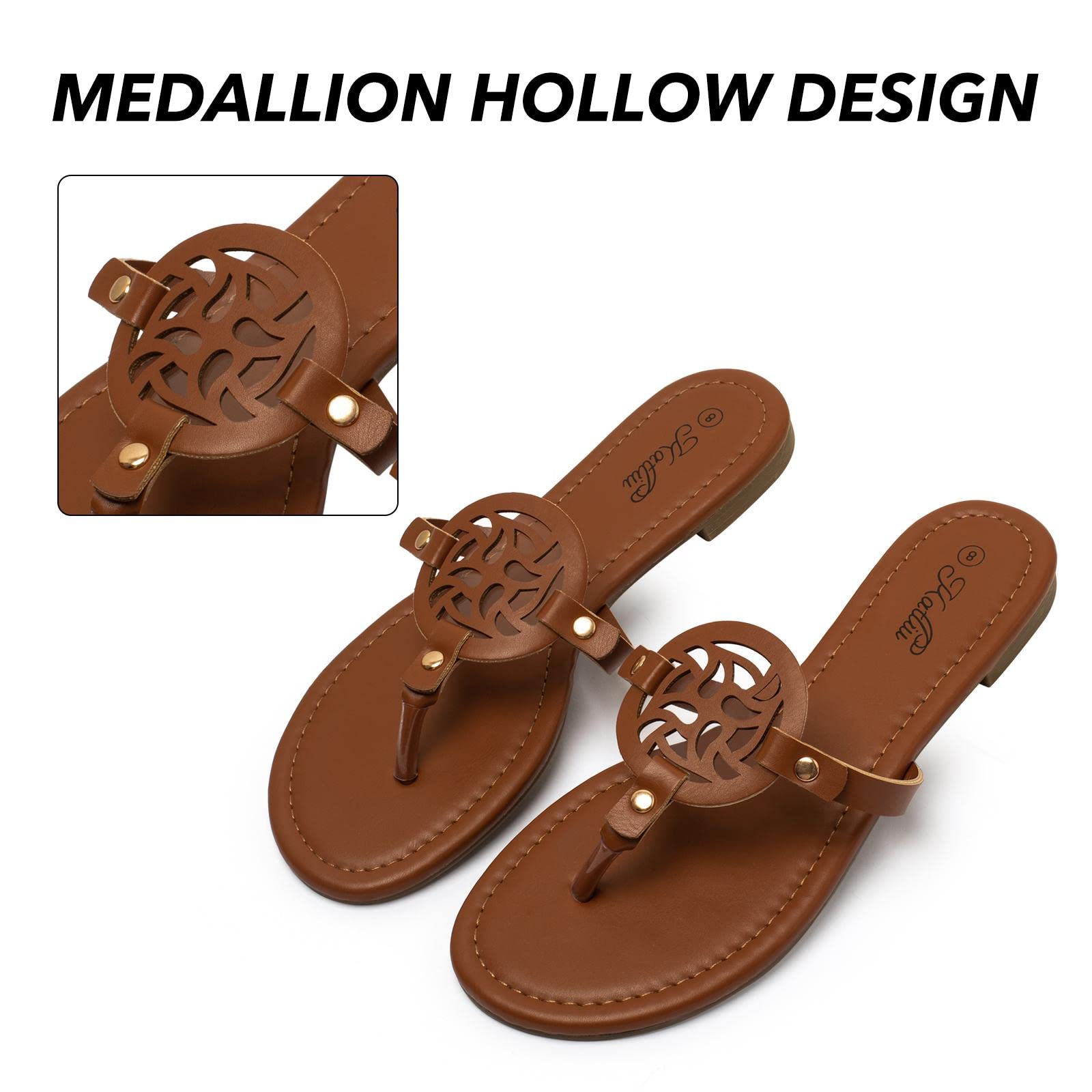 Katliu Women's Comfortable Flat Sandals - Stylish Flip Flops & Dressy Thong Sandals for Beach, Pool, and Summer Outfits