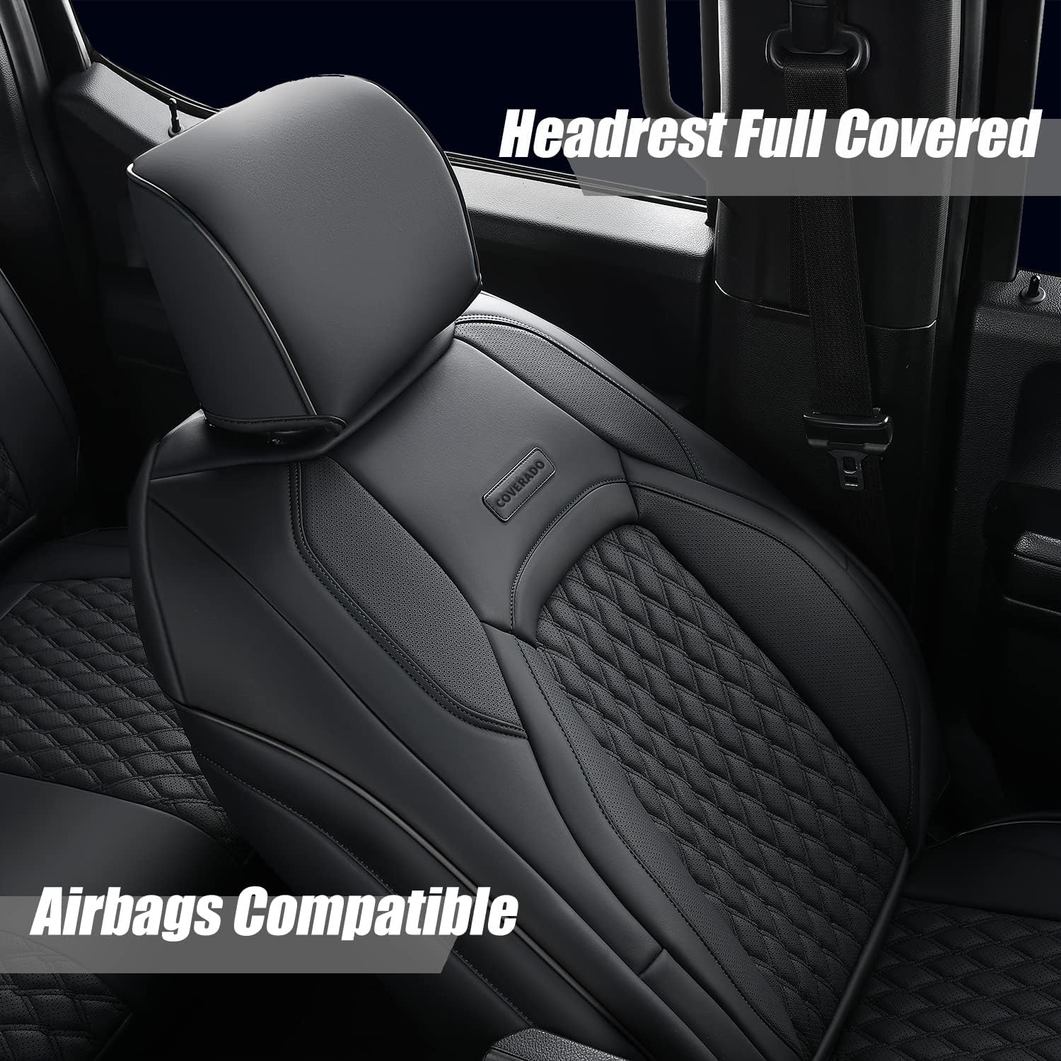 Premium Leatherette Seat Covers for Dodge RAM 1500/2500/3500 (2009-2024) - Custom Fit Truck Accessories, Front Seat Protection, Black - Perfect for Work Trucks, Off-Road Adventures & Daily Commuting