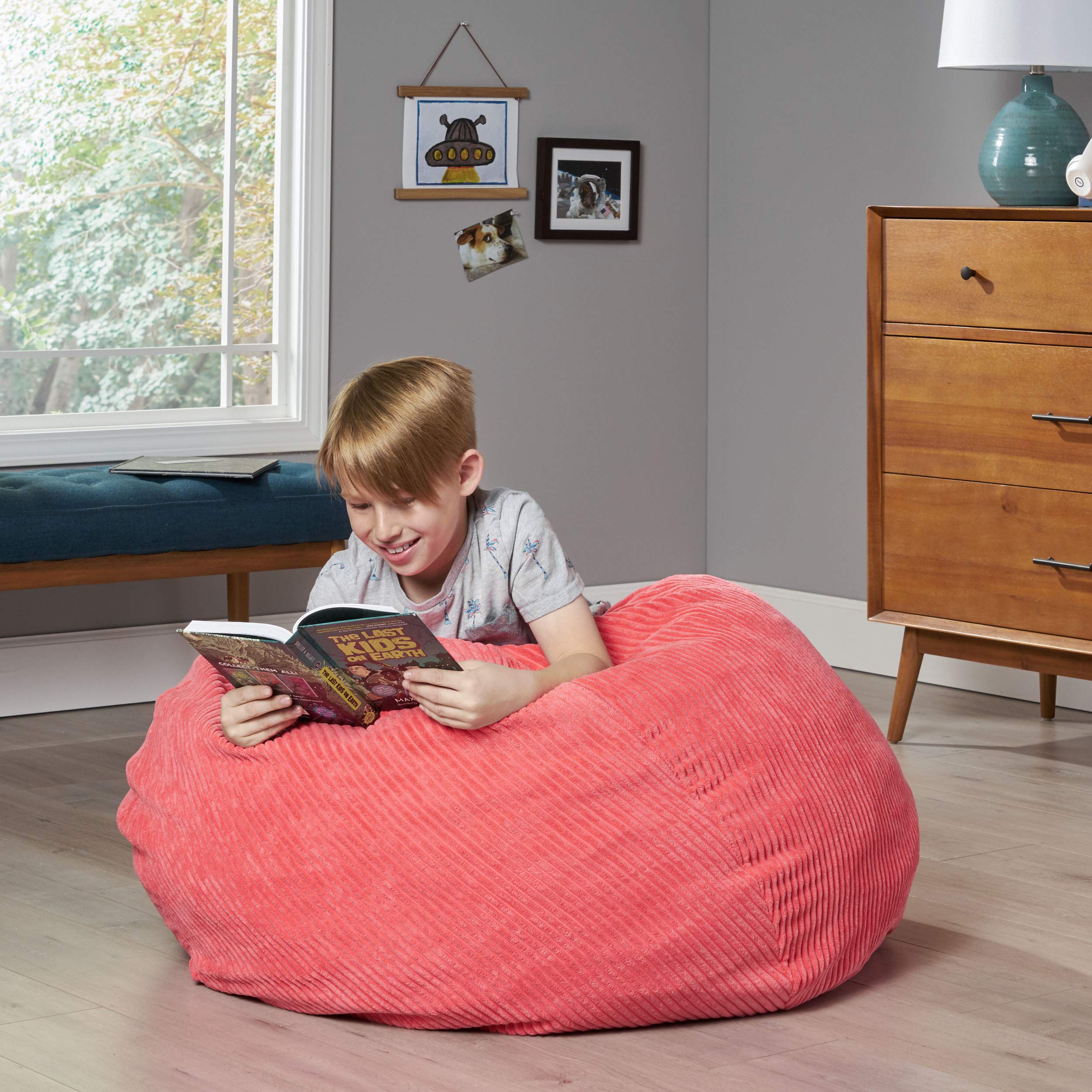 Christopher Knight Home Samantha 3 Foot Beanbag Chair - Soft Pink Rose Color for Kids & Teens - Perfect for Bedroom, Dorm, Game Room & Lounge Relaxation