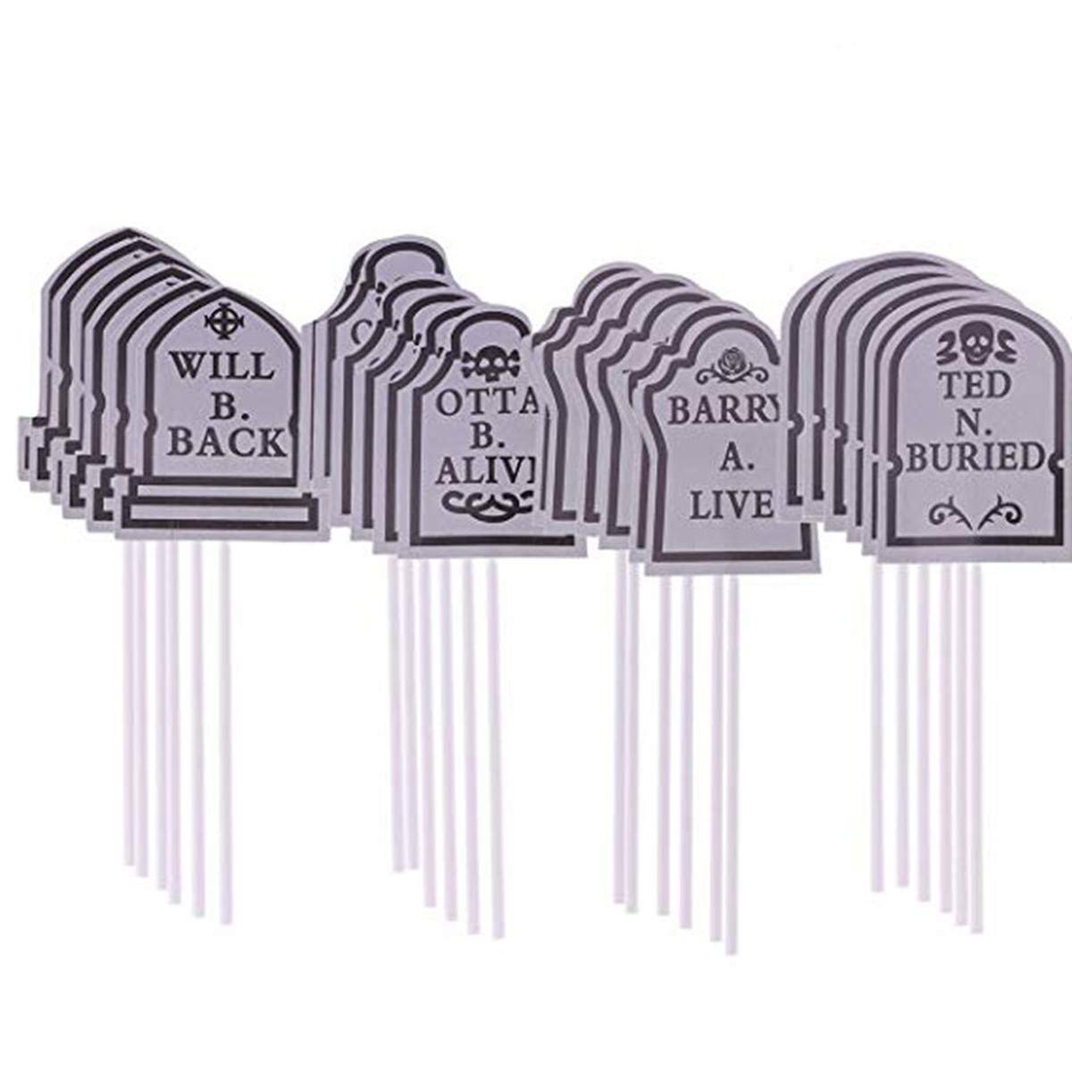 24-Piece Halloween Tombstone Cupcake Toppers - Spooky Graveyard Cake Decorations for Halloween Party Supplies | Perfect for Cupcakes, Cakes, and Dessert Displays