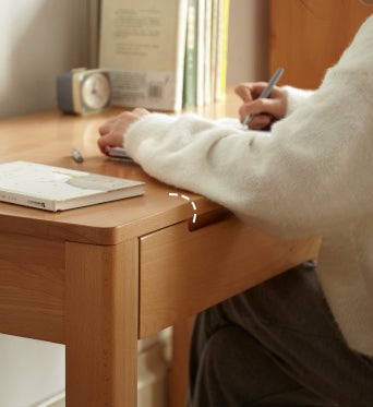 Solid Beech Wood Computer Desk for Home Office - Ergonomic Study Desk with Ample Workspace for Writing, Working & Remote Learning