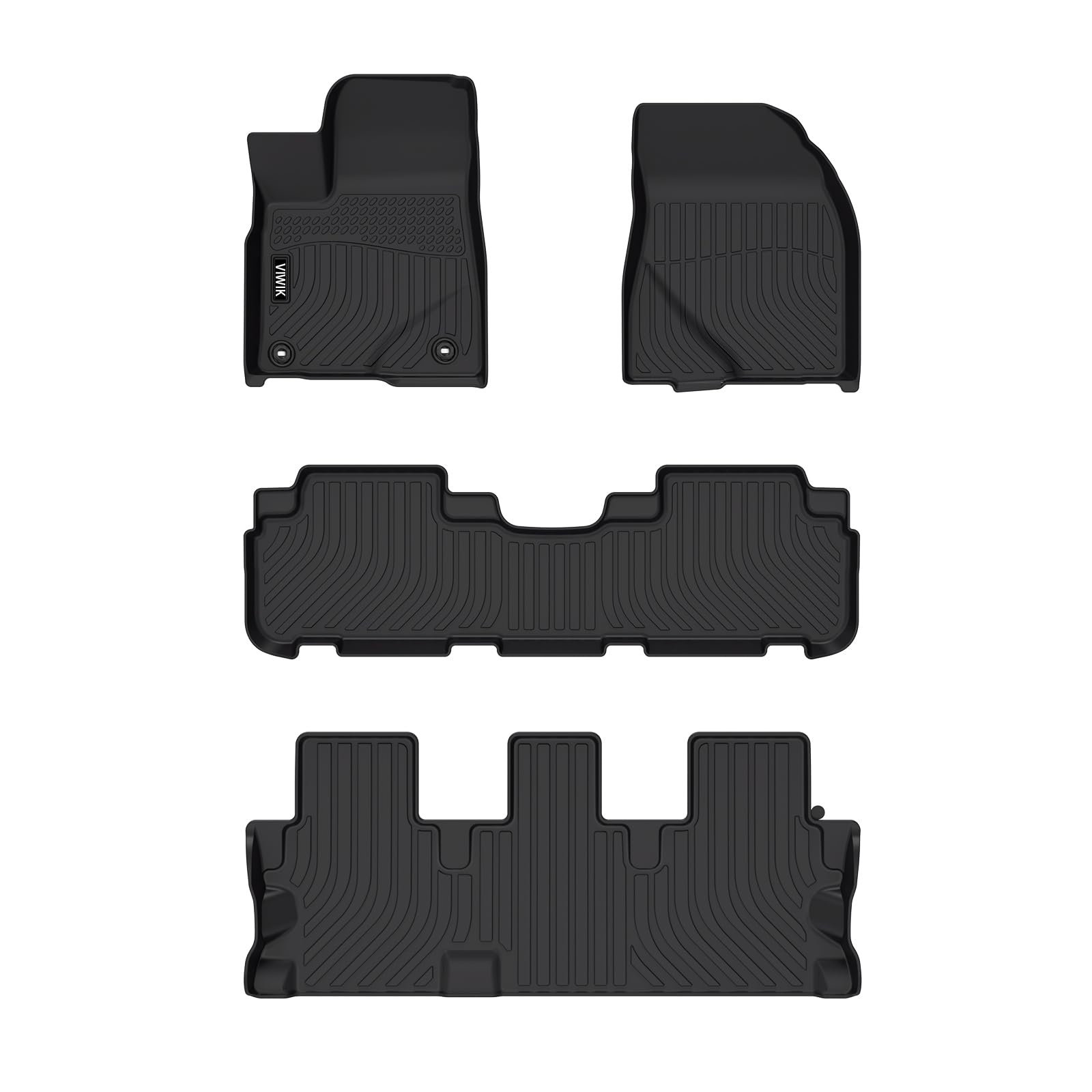 VIWIK All-Weather TPE Floor Mats for 2014-2019 Toyota Highlander - Custom Fit Car Floor Liners Full Set (Front, Rear & 3rd Row) - Black Automotive Protection Mats for SUV, Truck & Family Vehicles