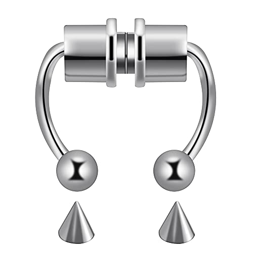 Zefuva 316L Stainless Steel Clip-On Nose Hoop Rings - Fake Septum Rings & Magnetic Nose Piercing Jewelry for Women | Perfect for Parties, Cosplay, and Everyday Fashion Accessories