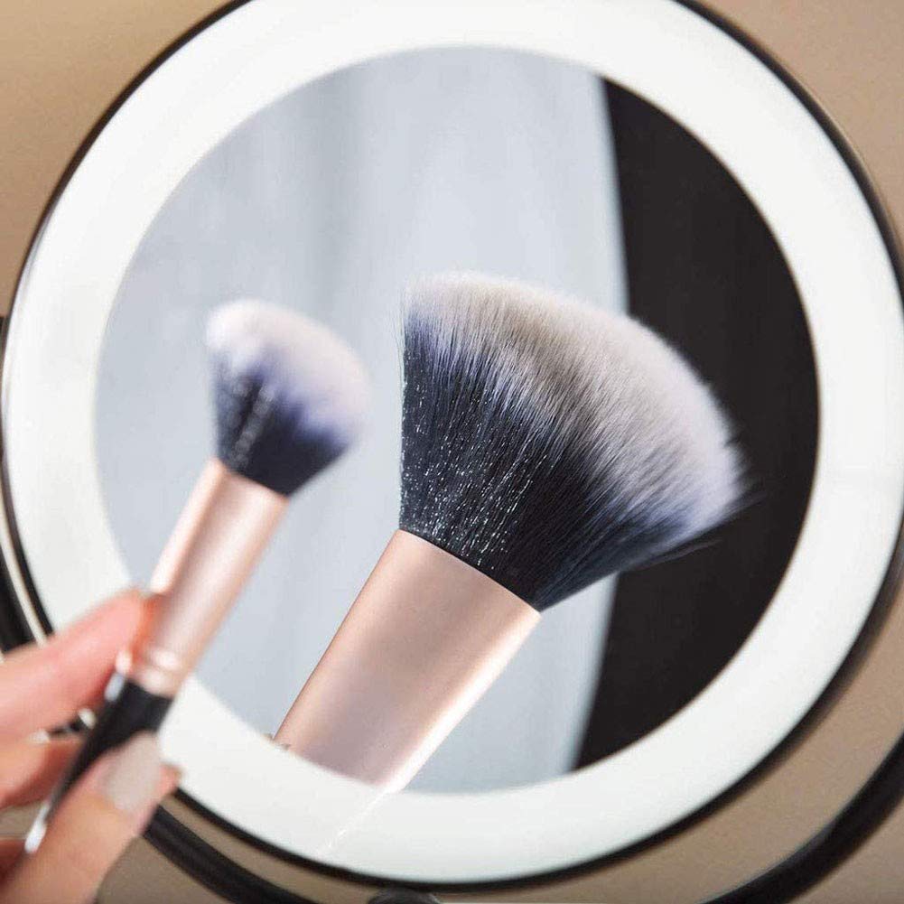 8 Inch Wall Mounted LED Makeup Mirror with 1X/10X Magnification - Touch Dimming, Matte Black Bathroom Vanity Mirror for Shaving & Cosmetics | Perfect for Home, Salon, and Hotel Decor