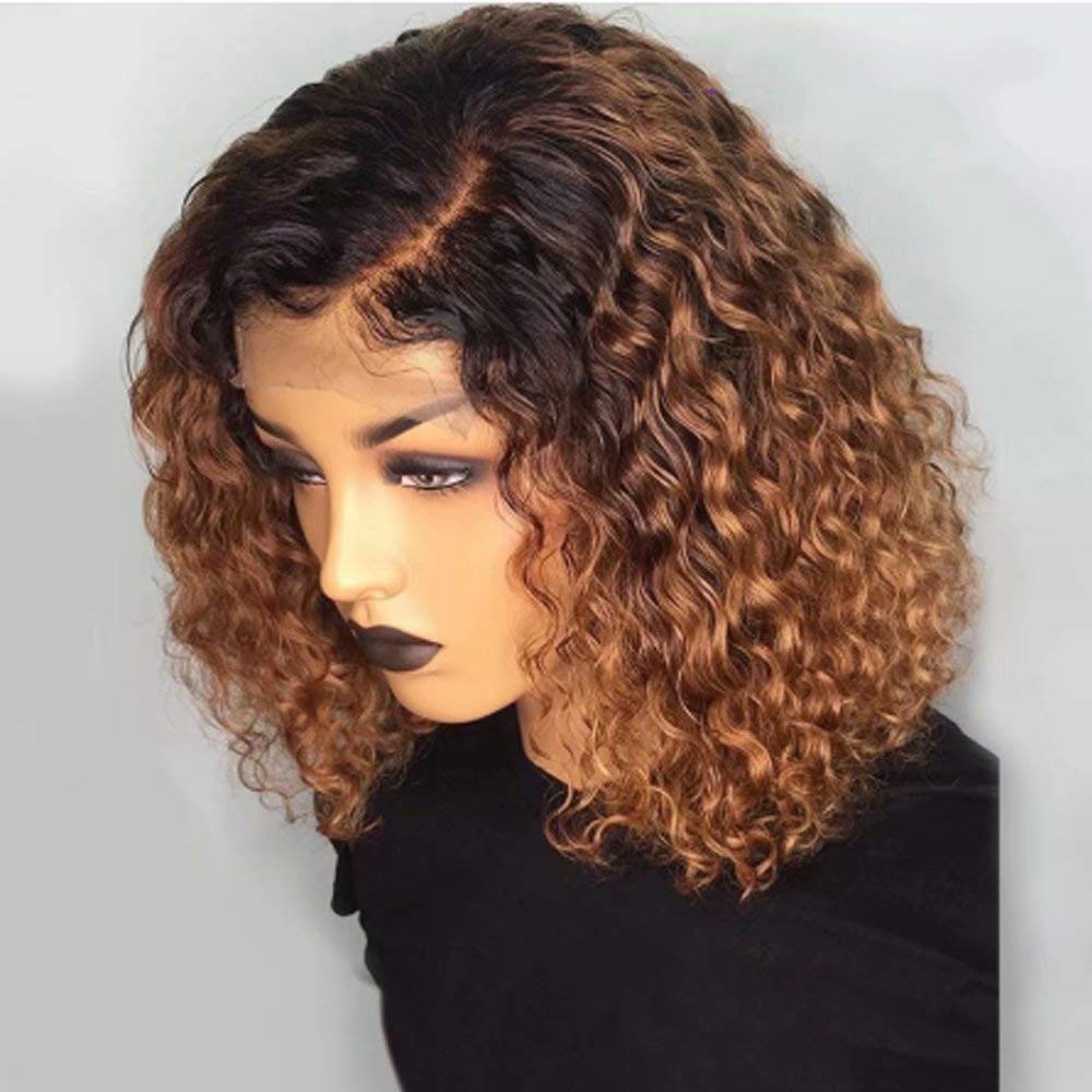 1B/30 Ombre Curly Human Hair Wig 13x6 Lace Front Wig for Black Women - Brazilian Remy Hair with Pre-Plucked Hairline & Baby Hair (150% Density) | Perfect for Daily Wear, Parties & Special Occasions