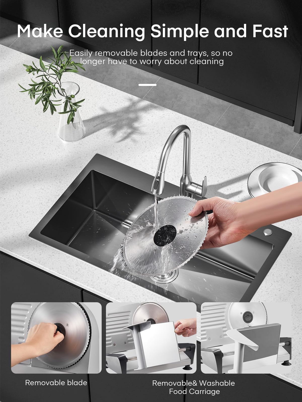 FOHERE 200W Electric Meat Slicer for Home Use - 7.5