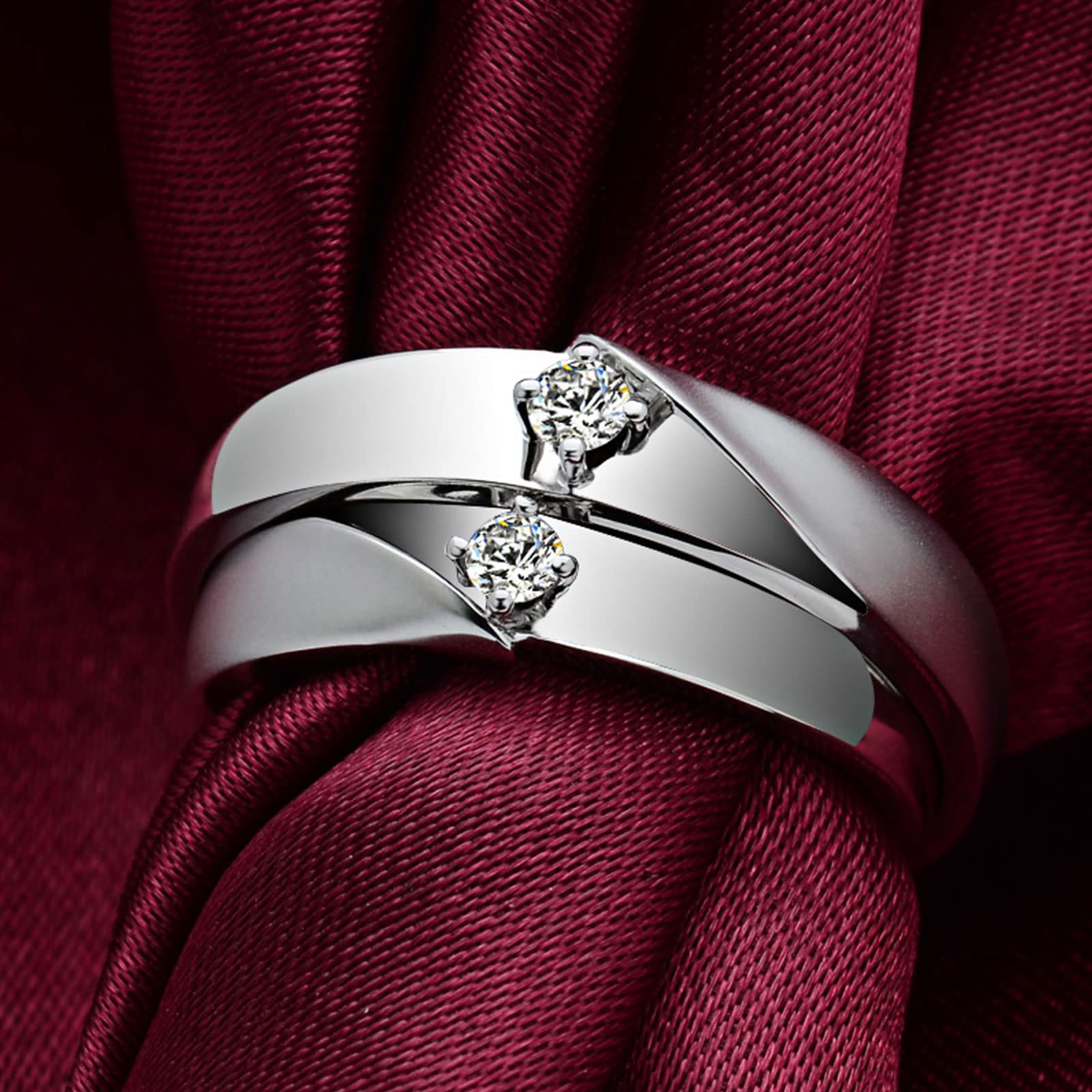 Diamond Matching Couples Rings for Him and Her - Sterling Silver/10K/14K/18K Wedding Promise Rings with Free Engraving | Perfect for Anniversaries, Engagements & Romantic Gifts