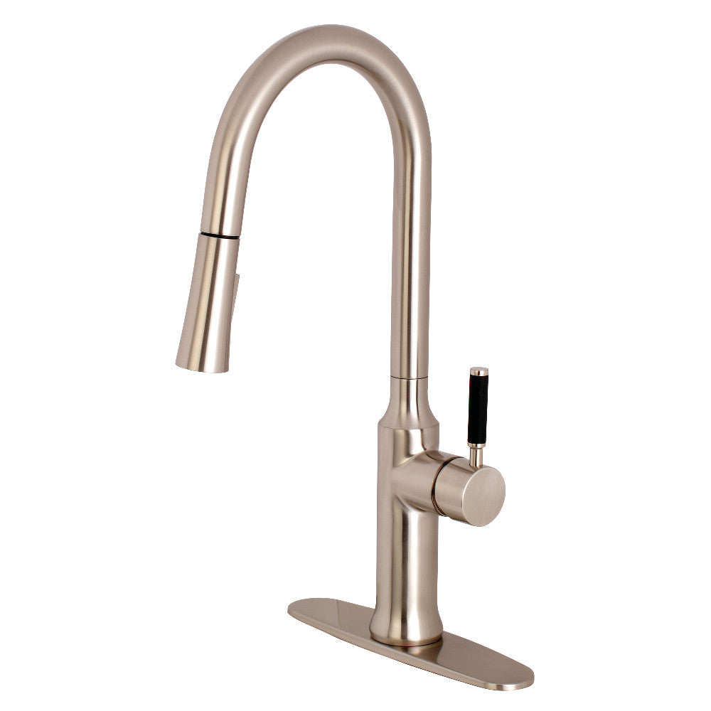 Gourmetier Modern Single Handle Pull Down Kitchen Faucet - High Arc Brushed Nickel Waterfall Sprayer for Farmhouse & Contemporary Sinks | Perfect for Cooking, Washing Dishes & Filling Pots