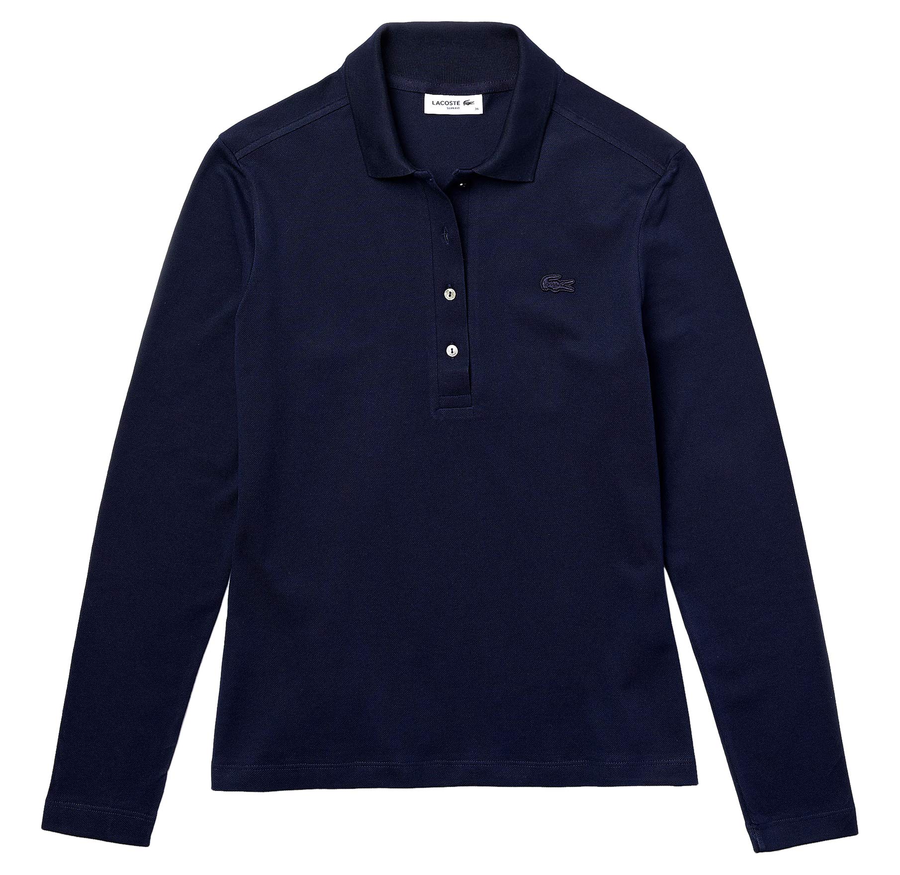 Lacoste Women's Slim Fit Stretch Pique Polo Shirt - Long Sleeve Casual & Workwear for Office, Golf, and Everyday Style