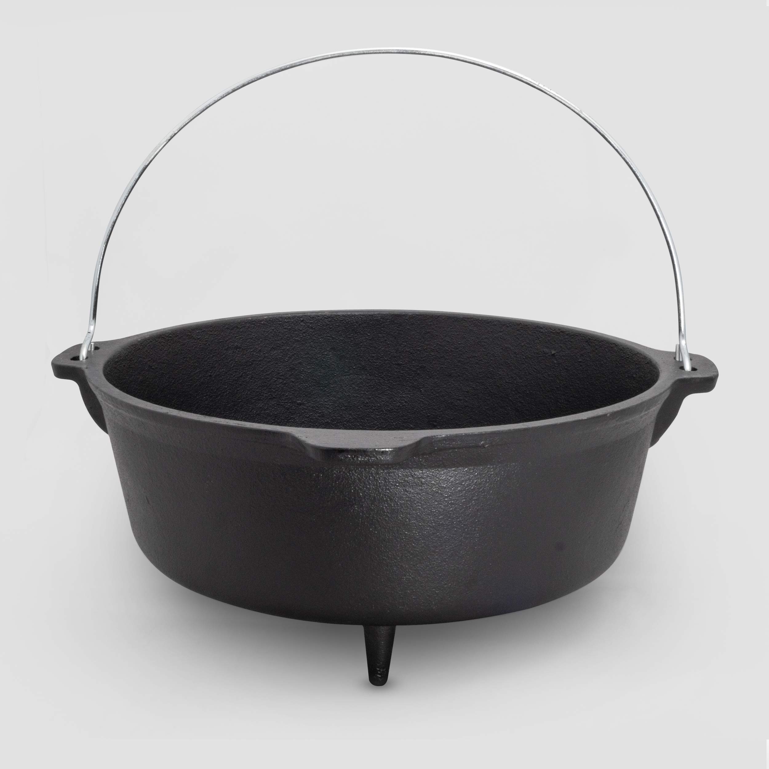 ExcelSteel 6 QT Cast Iron Dutch Oven with Handle & Leg Base - Pre-Seasoned Black Camping Cookware for Outdoor Kitchen, Backpacking, BBQ & Campfire Cooking - Perfect for Stews, Bread Baking & Open Flame Meals