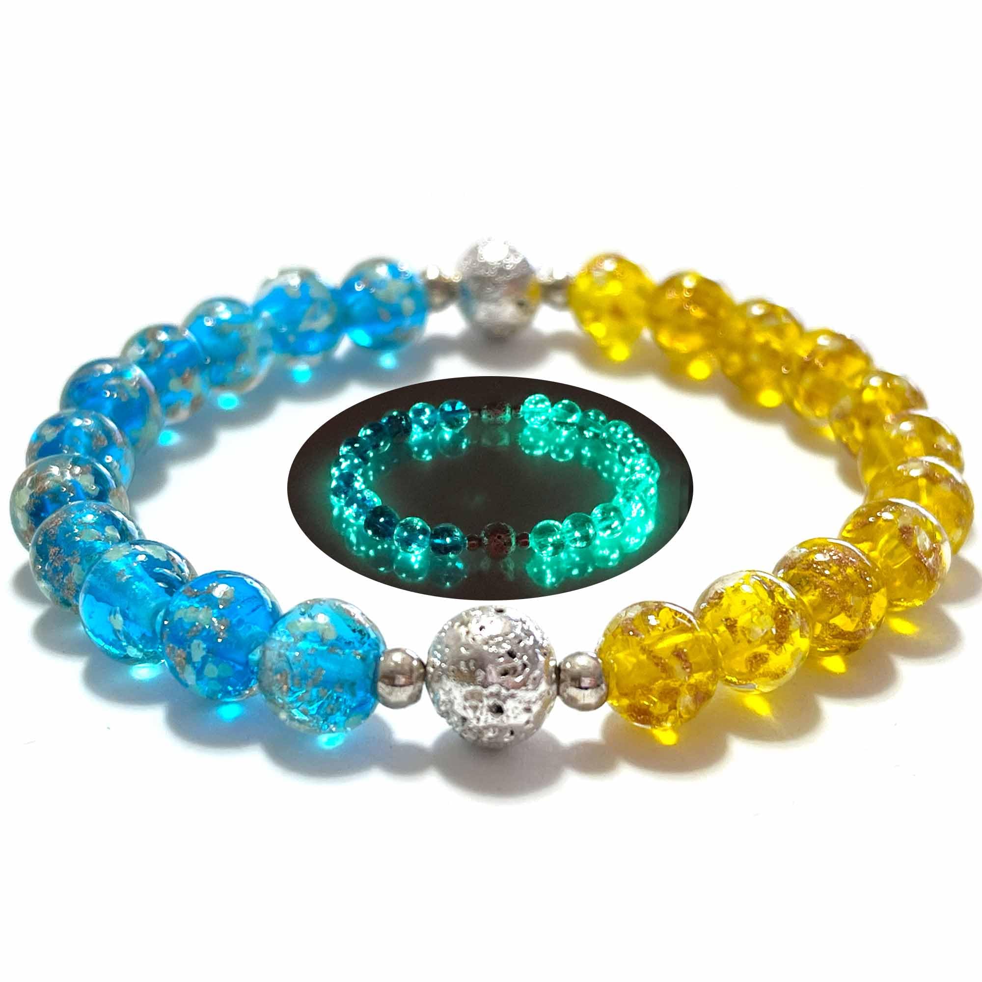 Glow in The Dark Firefly Beads Bracelet - European Lampwork Luminous Anxiety Relief Crystal Chakra Bracelet for Women | Stress Relief Healing Jewelry for Meditation, Yoga & Spiritual Wellness