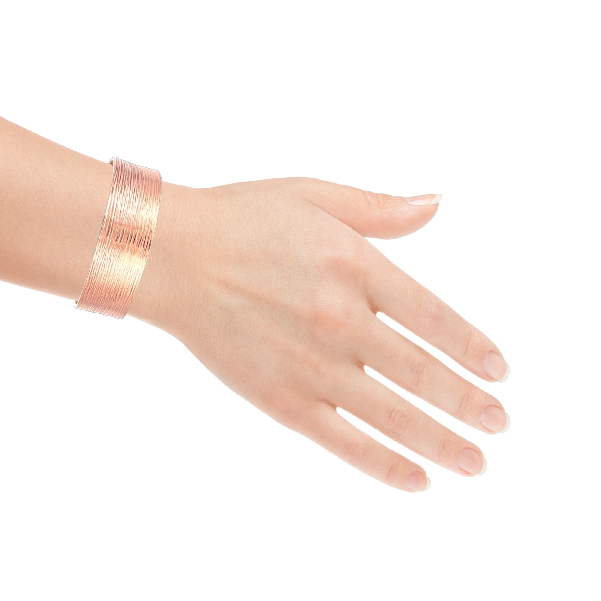3/4 Inch Wide Chased Copper Bark Cuff Bracelet for Women - Handmade Boho Jewelry - Perfect for Casual Wear, Weddings & Special Occasions