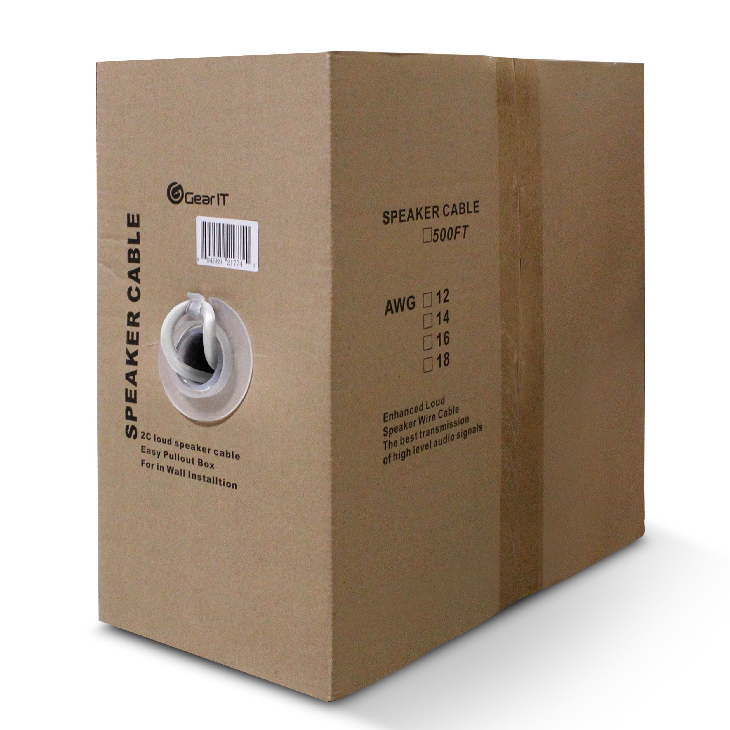 GearIT 14/2 Speaker Wire 500ft - 14AWG In-Wall Audio Cable CL2 Rated with OFC Oxygen-Free Copper (White) - Perfect for Home Theater & Surround Sound Systems