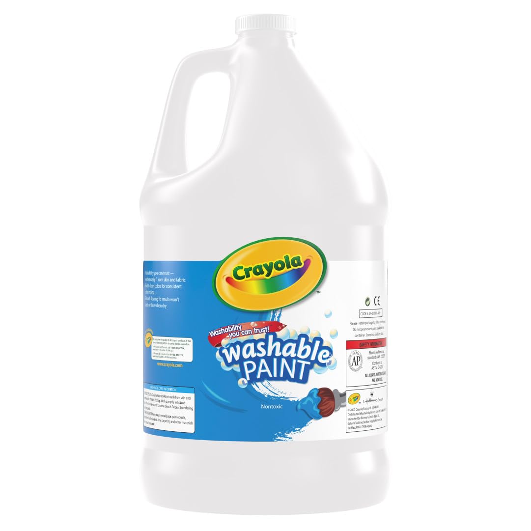 Crayola Washable White Paint (1 Gallon) - Non-Toxic, Bulk Classroom Art Supplies for Teachers & Kids Ages 3+ | Perfect for School Projects, DIY Crafts & Home Decor