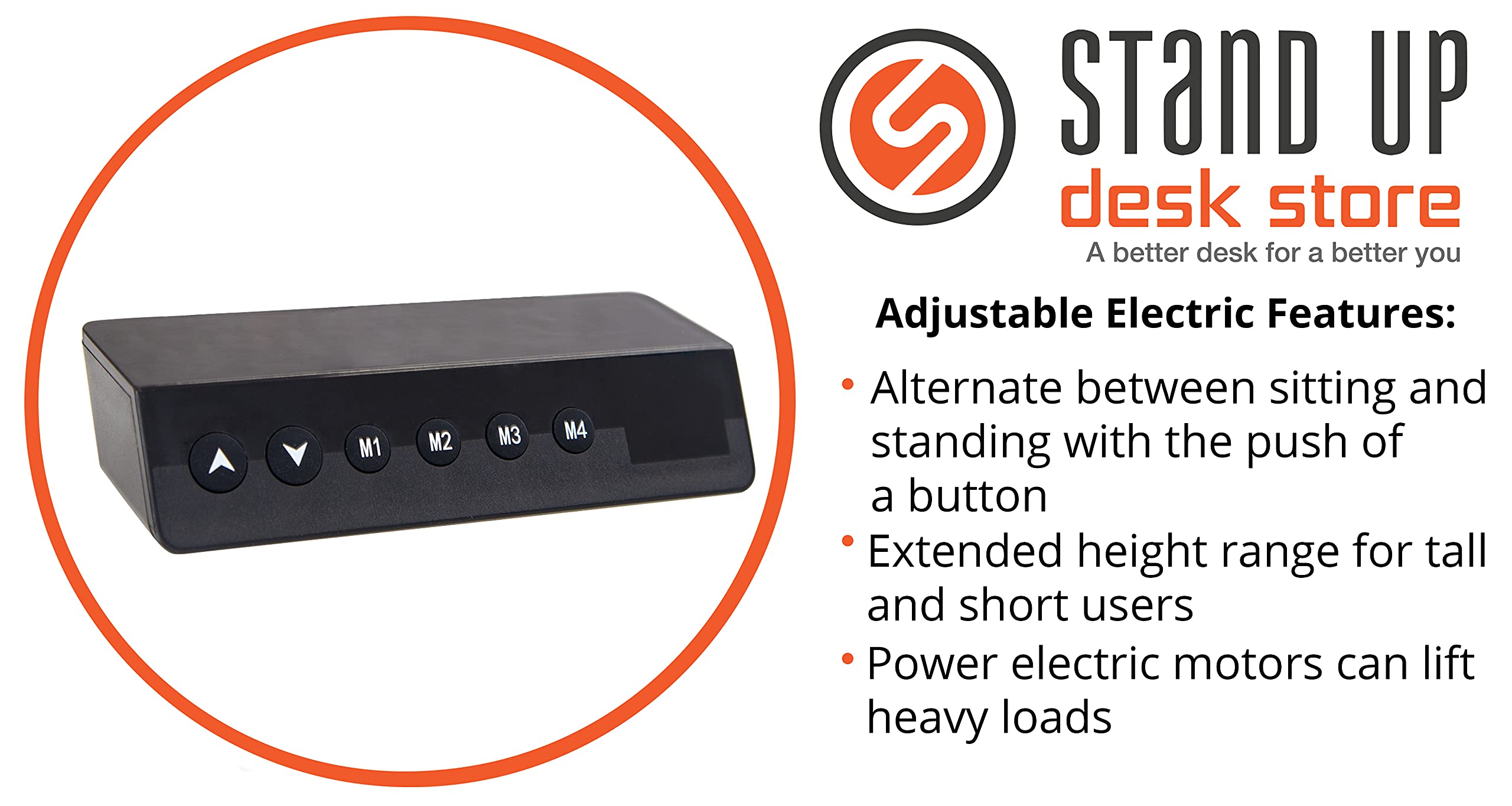 Electric Adjustable Height Standing Desk with Programmable Memory - Black Frame & Teak Top, 48