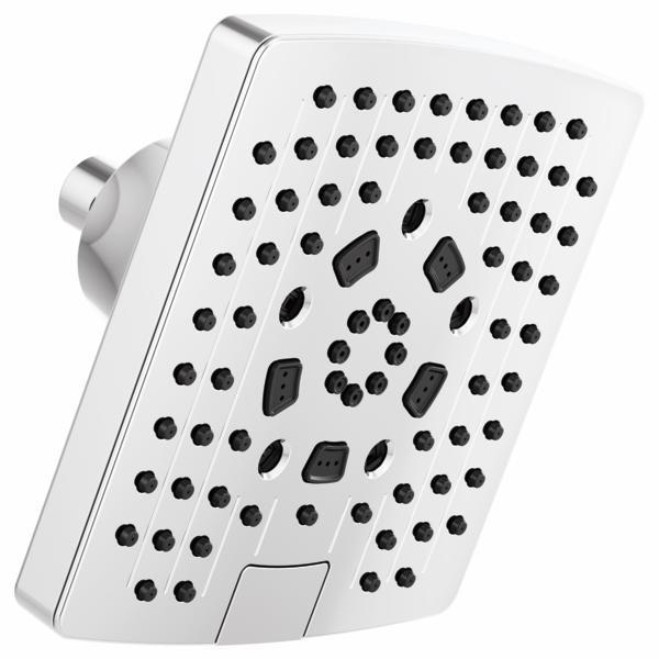 Brizo 87406 7-Square 5-Function Shower Head - 2.5 GPM Chrome Finish - High Pressure Rainfall & Massage Modes for Spa-Like Bathroom Experience