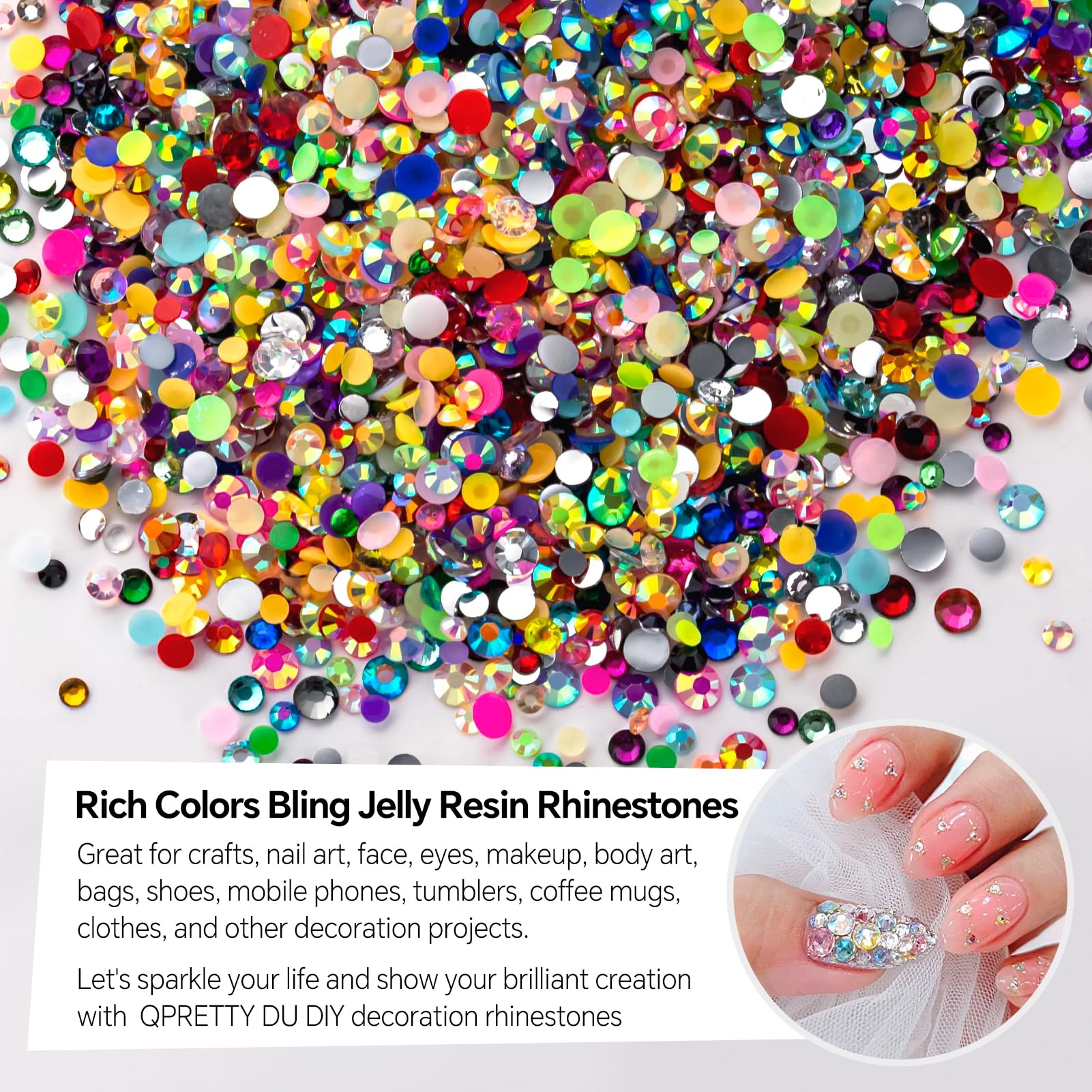 10000PCS 3mm Transparent AB Rhinestones Bulk - Flat Back Round Jelly AB Crystal Gems for Crafts, Nail Art, Face Jewelry, Tumbler Decoration & Clothing Accessories | Non-Hotfix Wholesale Rhinestones for DIY Projects & Handmade Decor