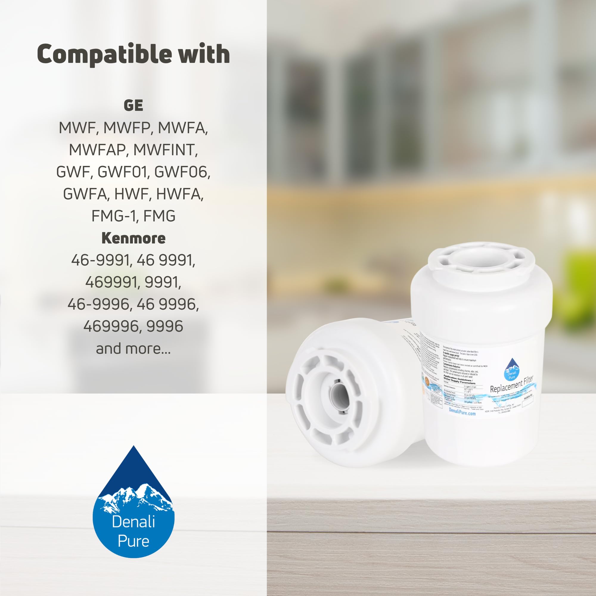 GE MWF MWFP Refrigerator Water Filter Replacement - Compatible with General Electric GFSL6KEXBLS & Other Models | Pure Drinking Water for Home & Office Use