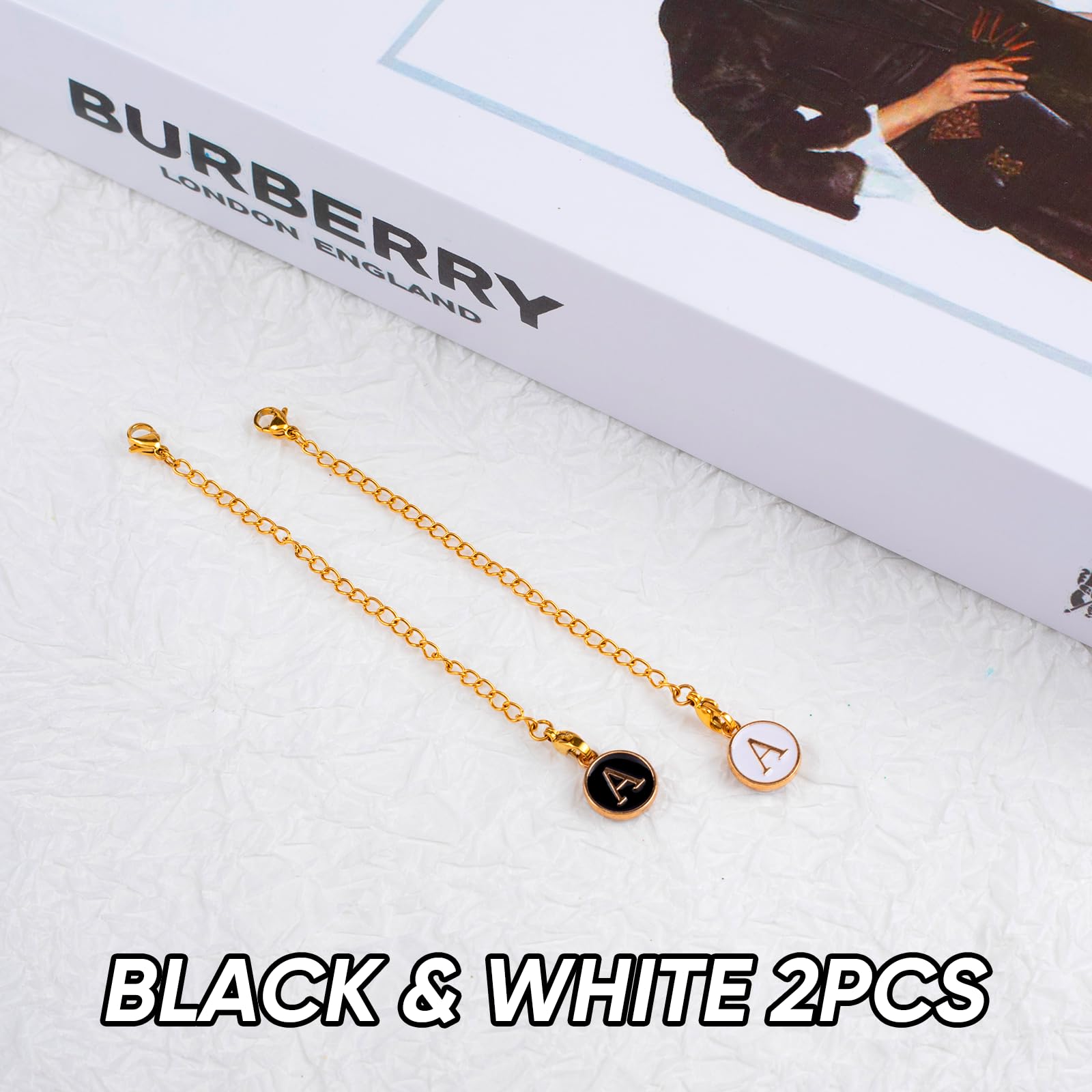 2Pcs Letter A Charms for Stanley & Simple Modern Cups - Personalized Initial Handle Accessories for Tumbler Identification (White & Black) - Perfect for Customizing Your Water Bottle, Travel Mug or Gift Giving