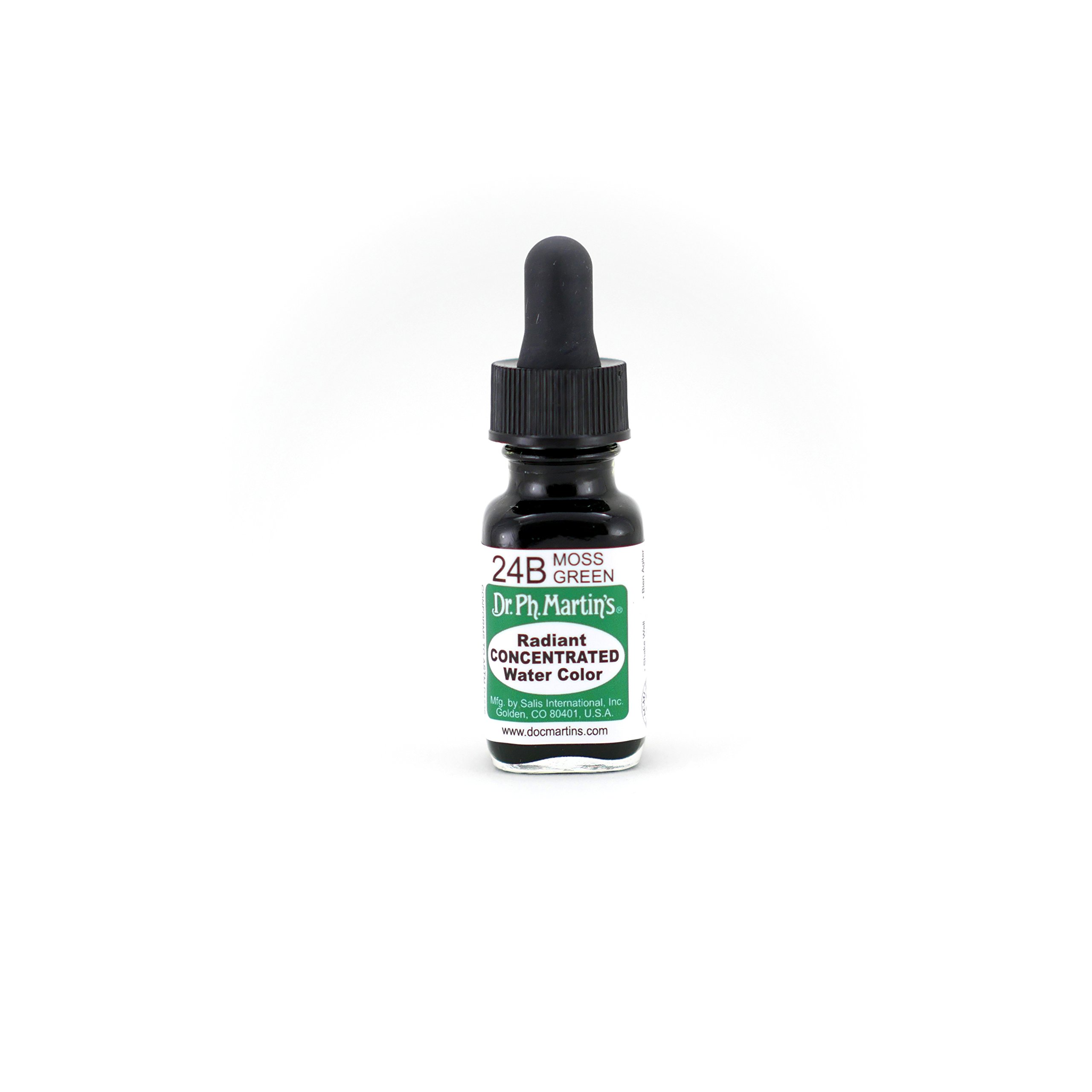 Dr. Ph. Martin's Radiant Concentrated Watercolor Paint - 0.5 oz Moss Green (24B) - Professional Artist Grade for Watercolor Painting, Calligraphy & Illustration